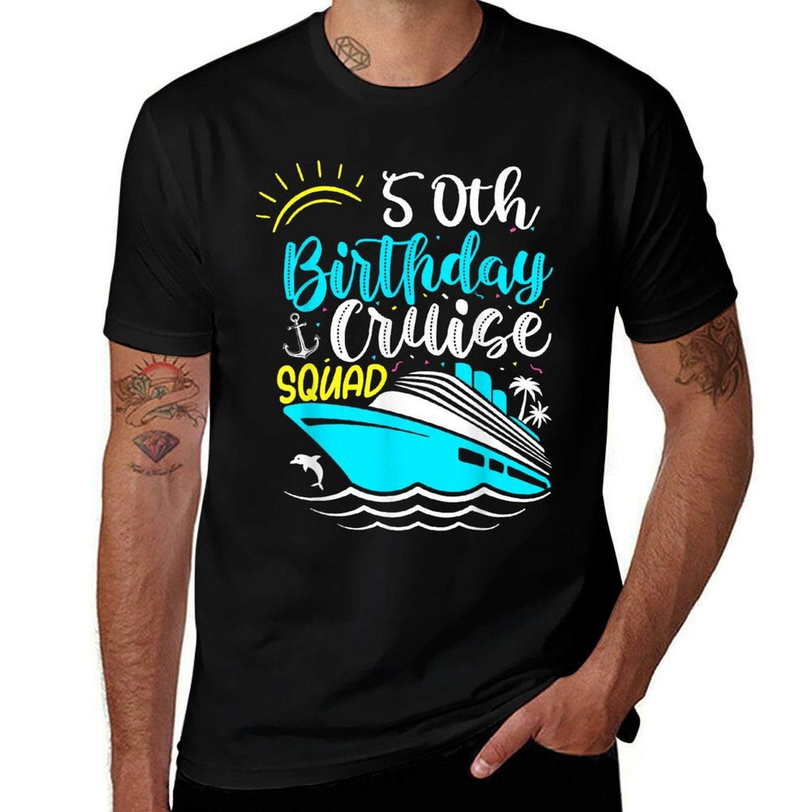 50th Birthday Cruise Squad Funny 50th Birthday Cruise Party  Graphic-printed T-Shirt