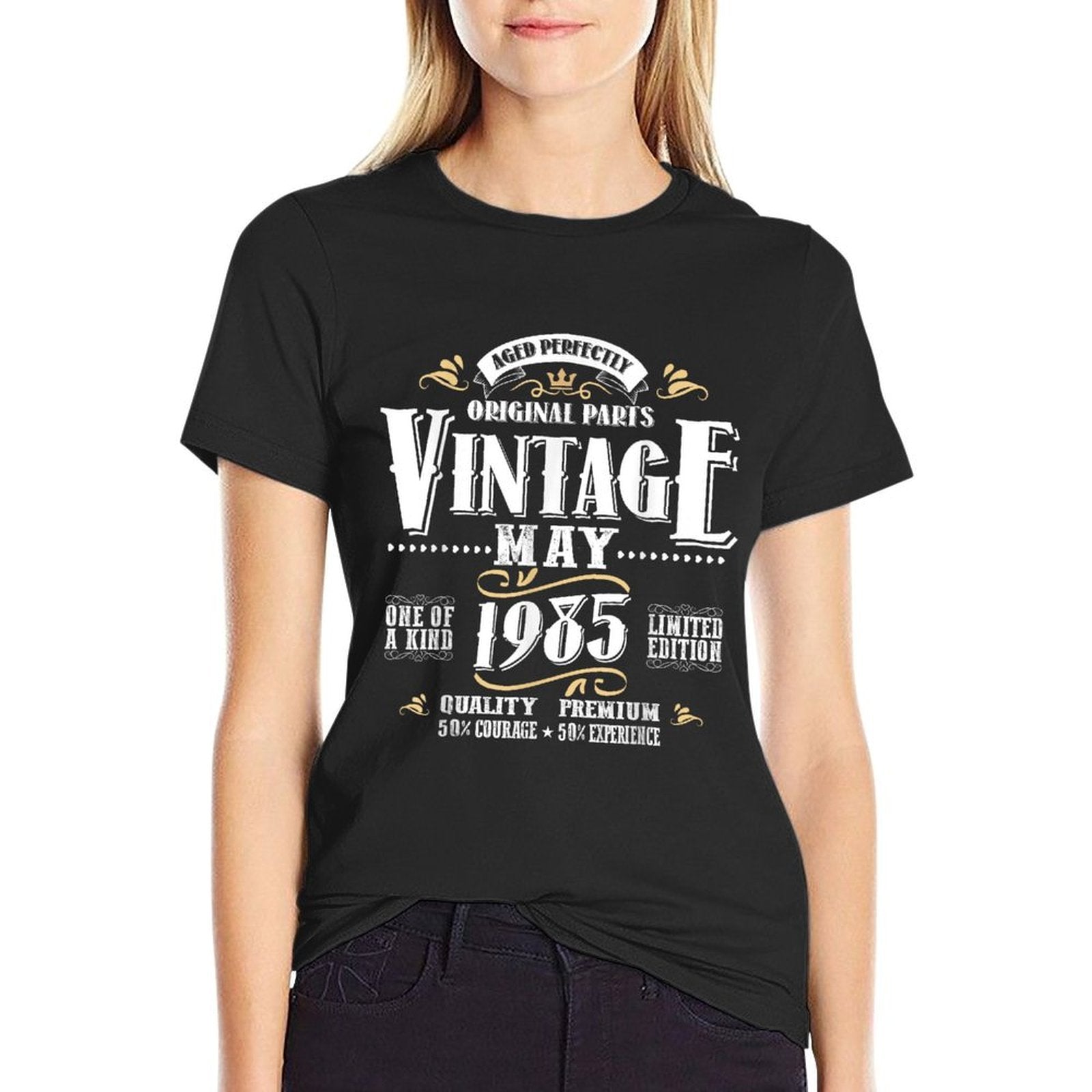 40 Years Old Funny May 1985 40th Birthday Gifts Men Women  Heathered Texture T-Shirt