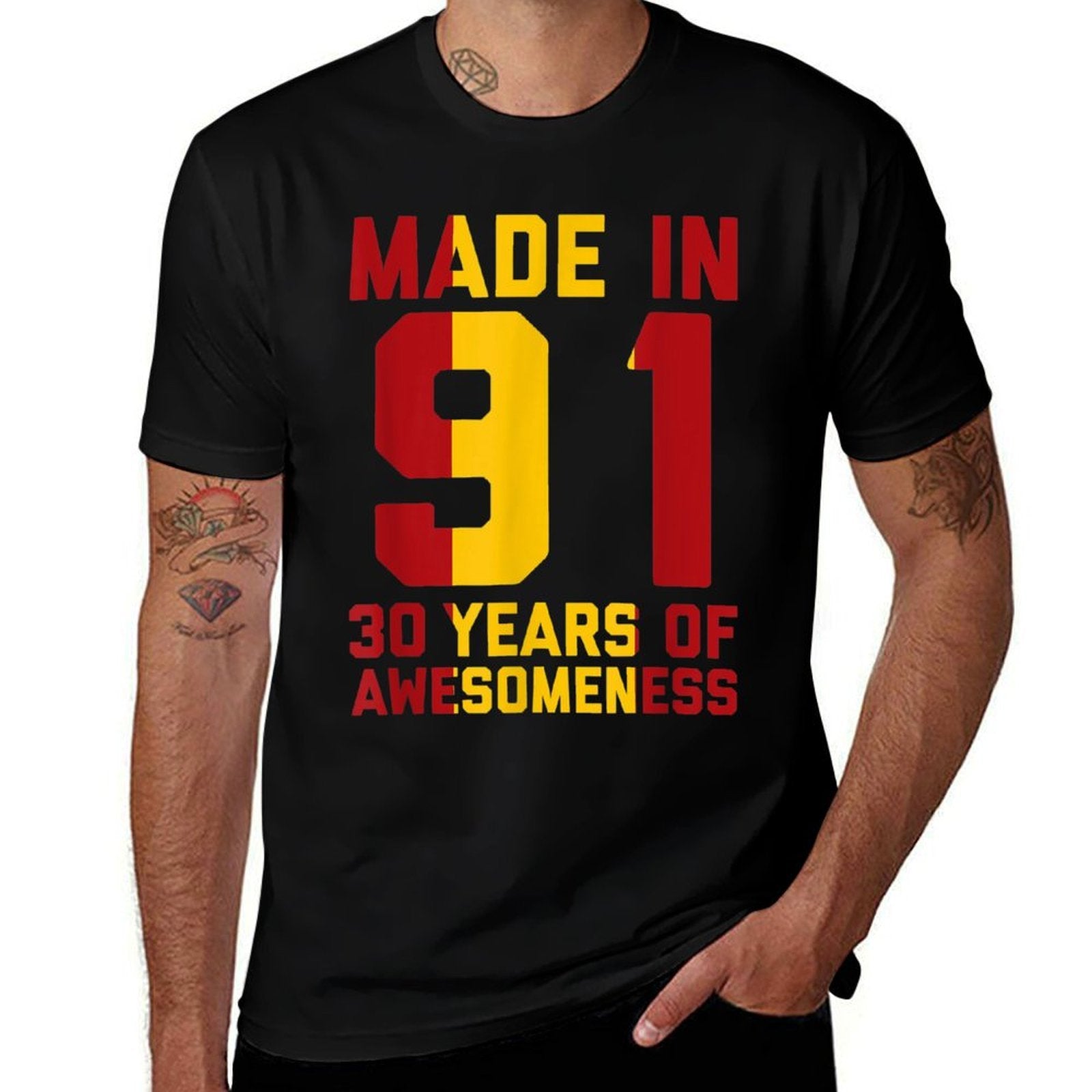 30th Birthday Spanish Gifts Men Women 30 Year Old 1991  Ribbed Collar T-Shirt