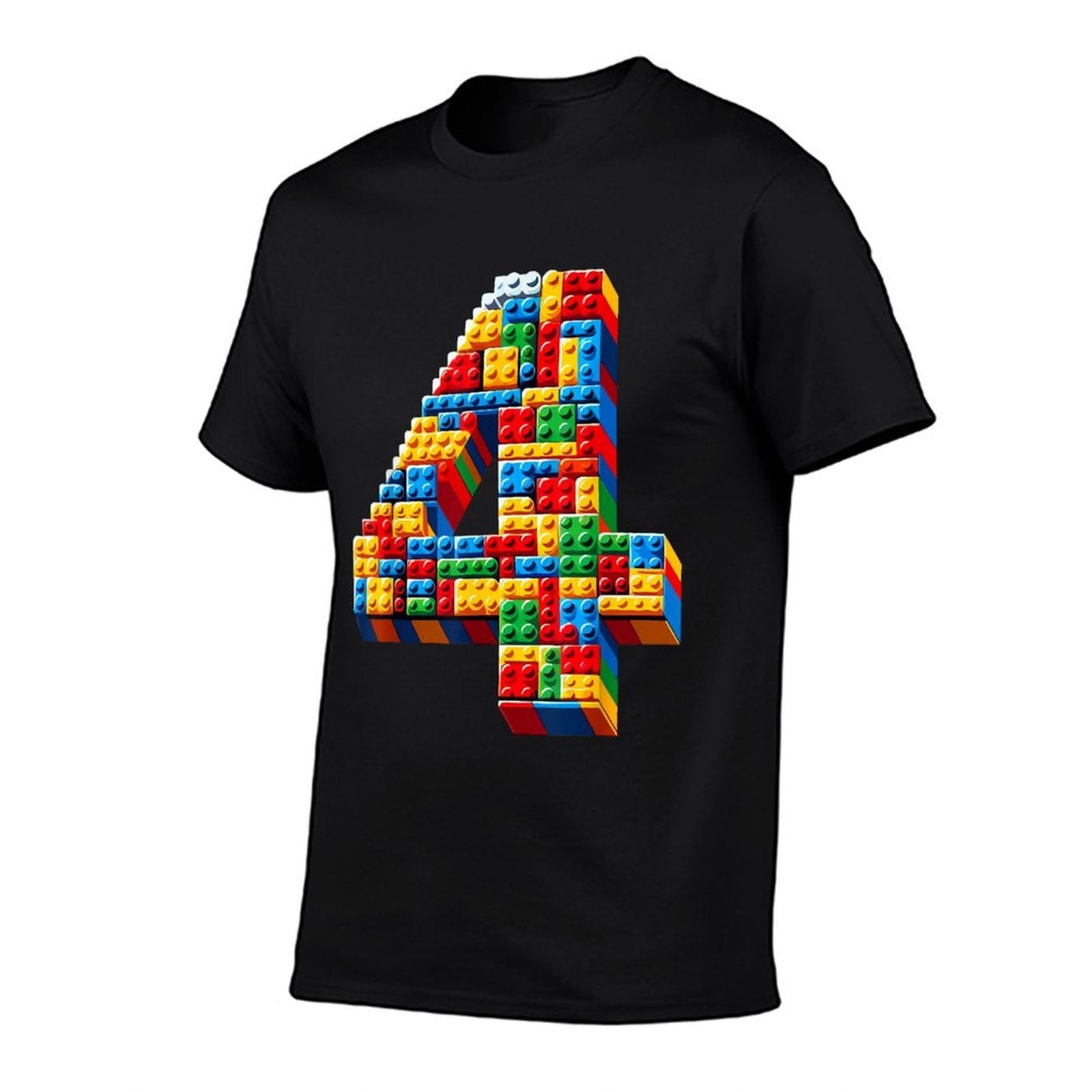 4 Year Old Blocks Building Master Builder 4th Birthday Boy  Rolled Sleeves T-Shirt