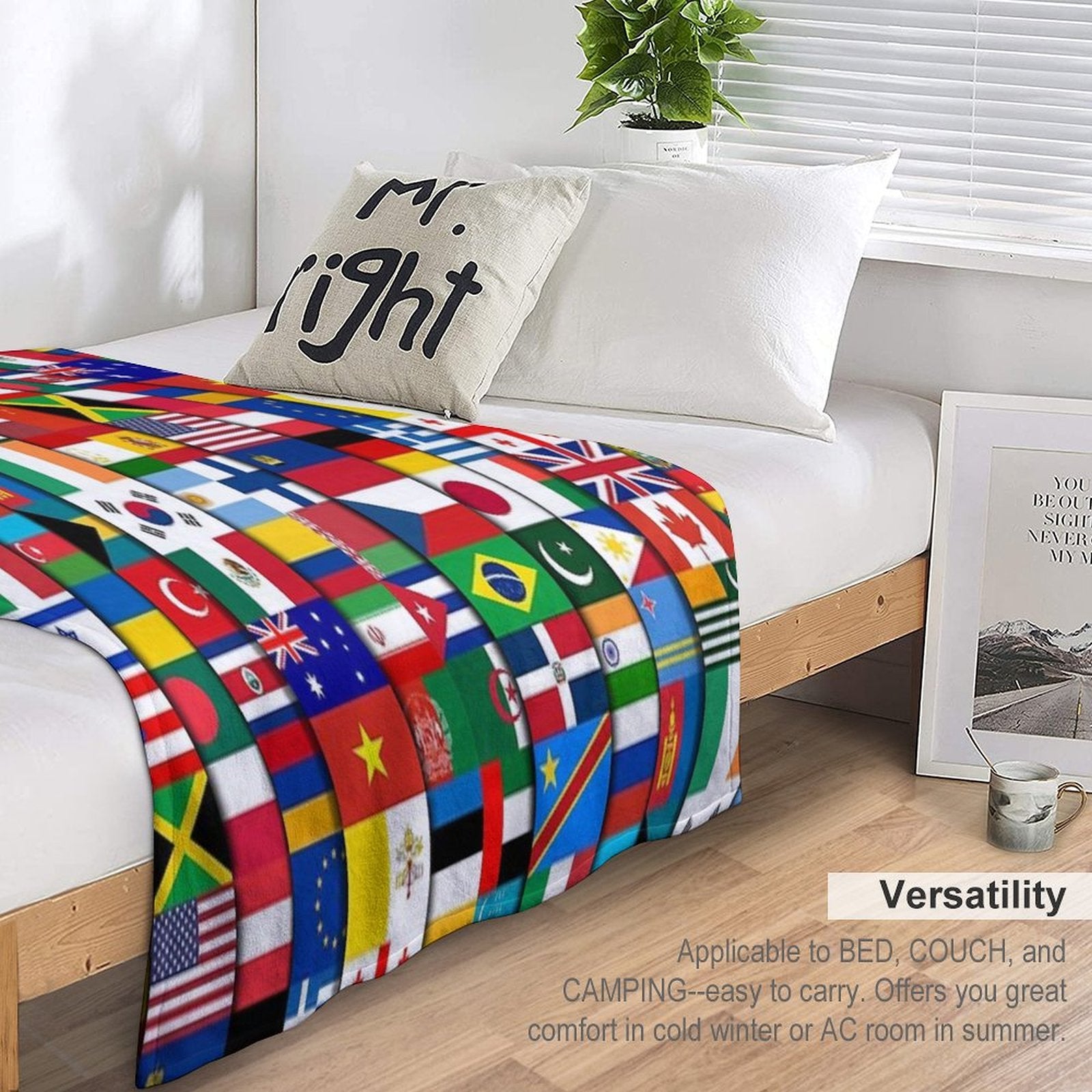 60 Flags of The Countries of The World, International Gift Travel-friendly Throw Blanket