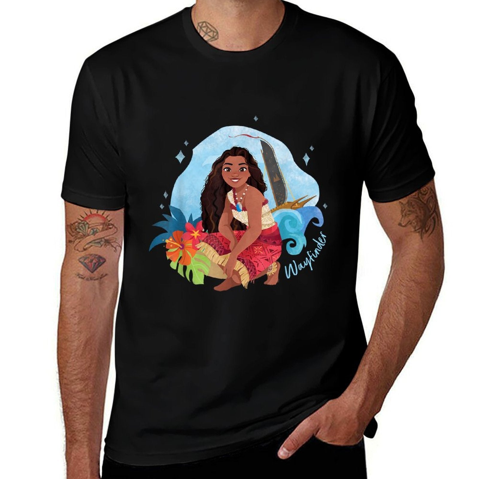 Disney Moana 2 Island Art Wayfinder Moana  Summer-ready Fabric T-Shirt