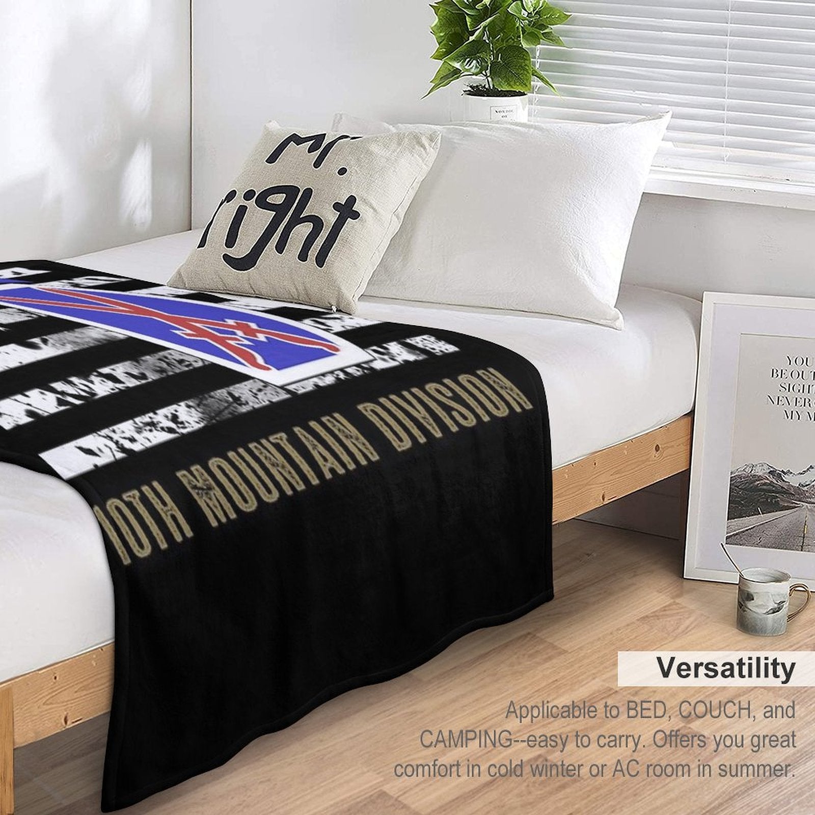 10th Mountain Division (Distressed Flag) Velvety-soft Throw Blanket