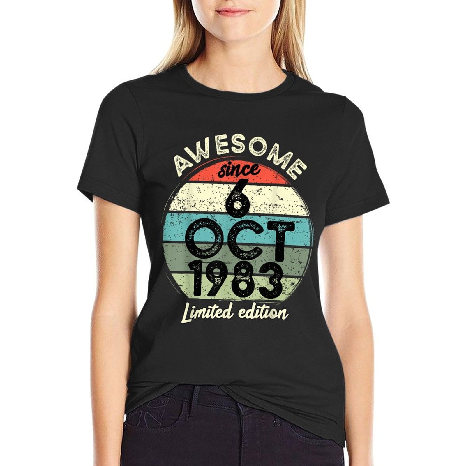 40 Year Old Birthday 6 October 1983 40th Birthday  Slim-fit Cut T-Shirt