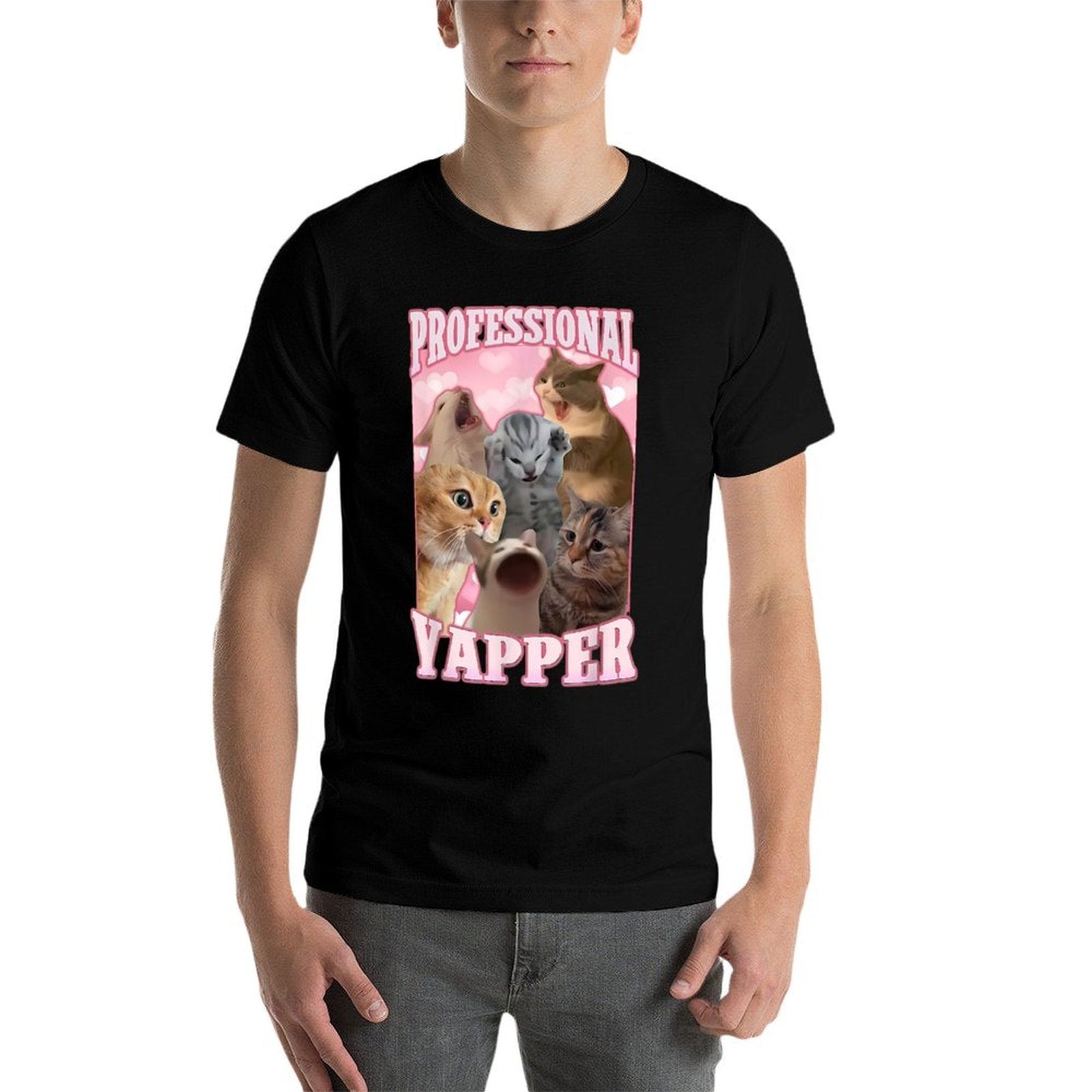 Professional Yapper Funny Cat Meme Goofy Ahh Ironic Cat  Cotton T-Shirt