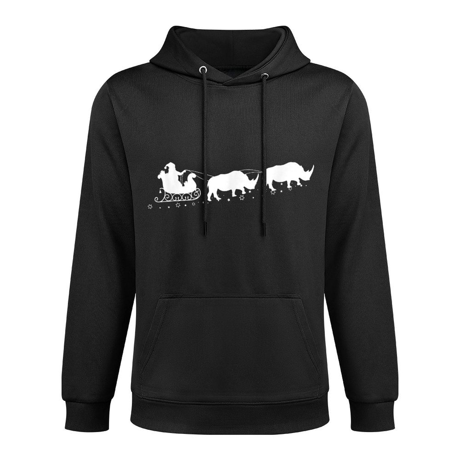 Santa Sleigh Rhinos Christmas Rhino Lovers X-Mas Kangaroo Pocket Hoodie