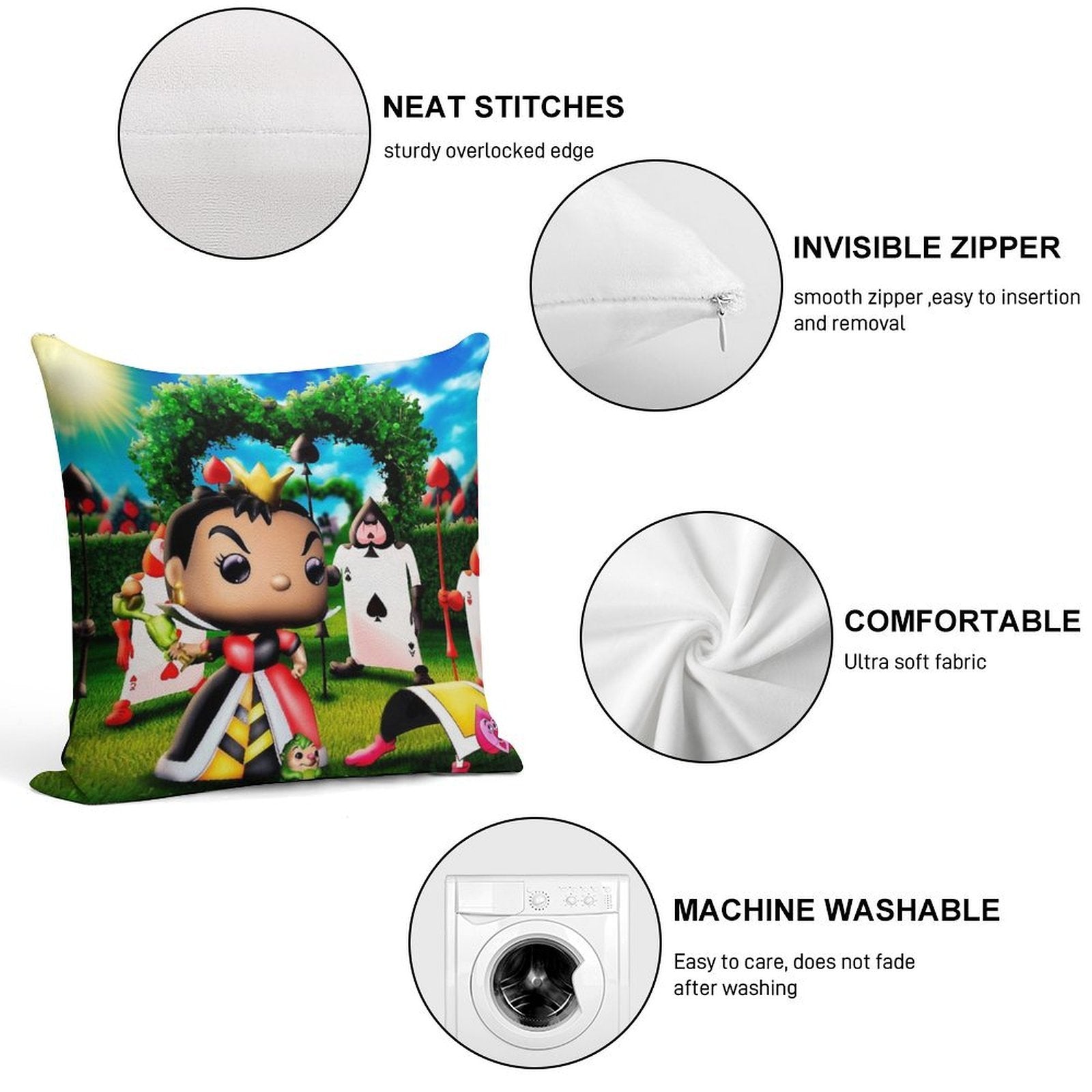 Queen of Hearts. !OFF WITH HIS HEAD! Soft Warmth Comfort Throw Pillow