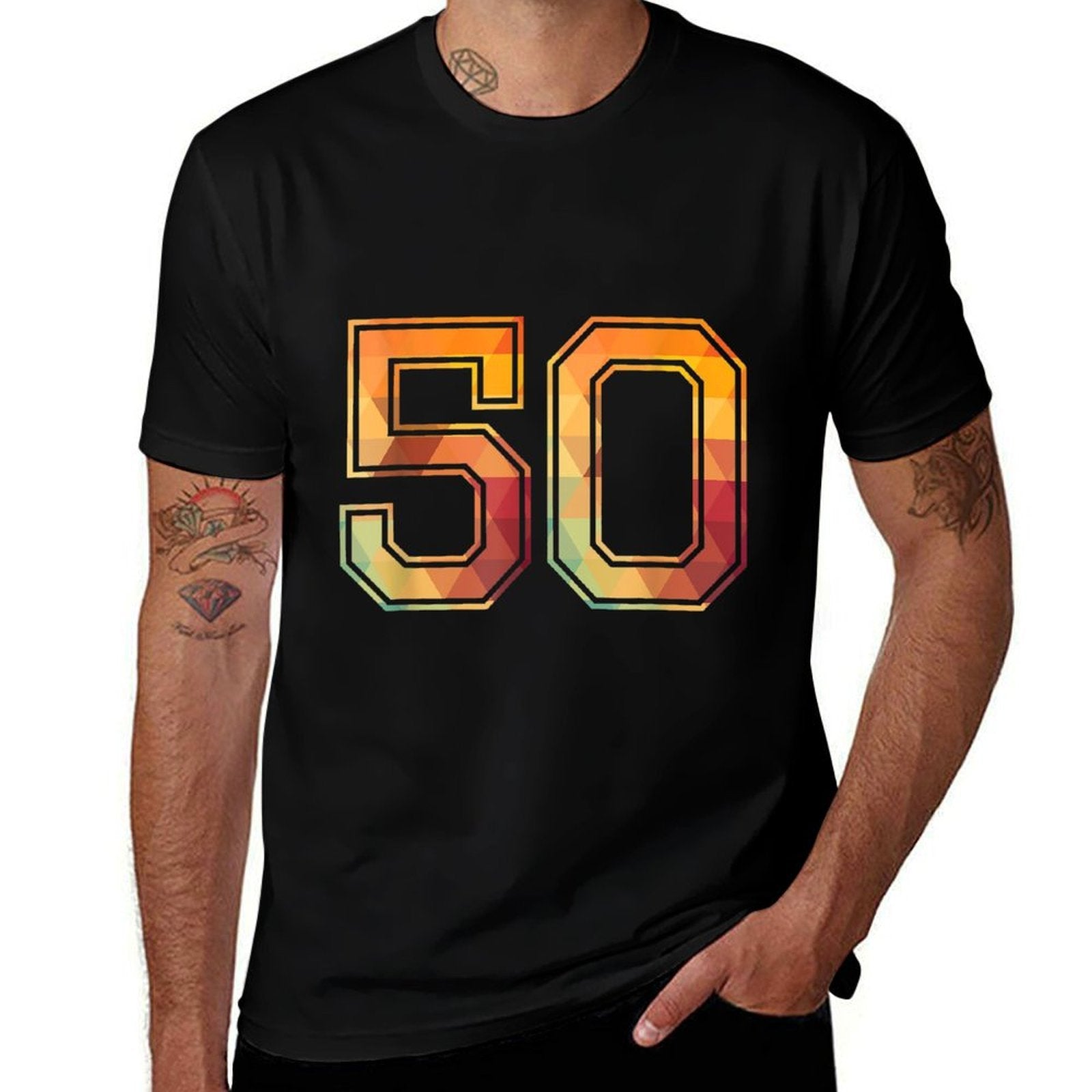 50 Lucky Number Sports Team Low Poly Year Age 50th Birthday  Durable T-Shirt
