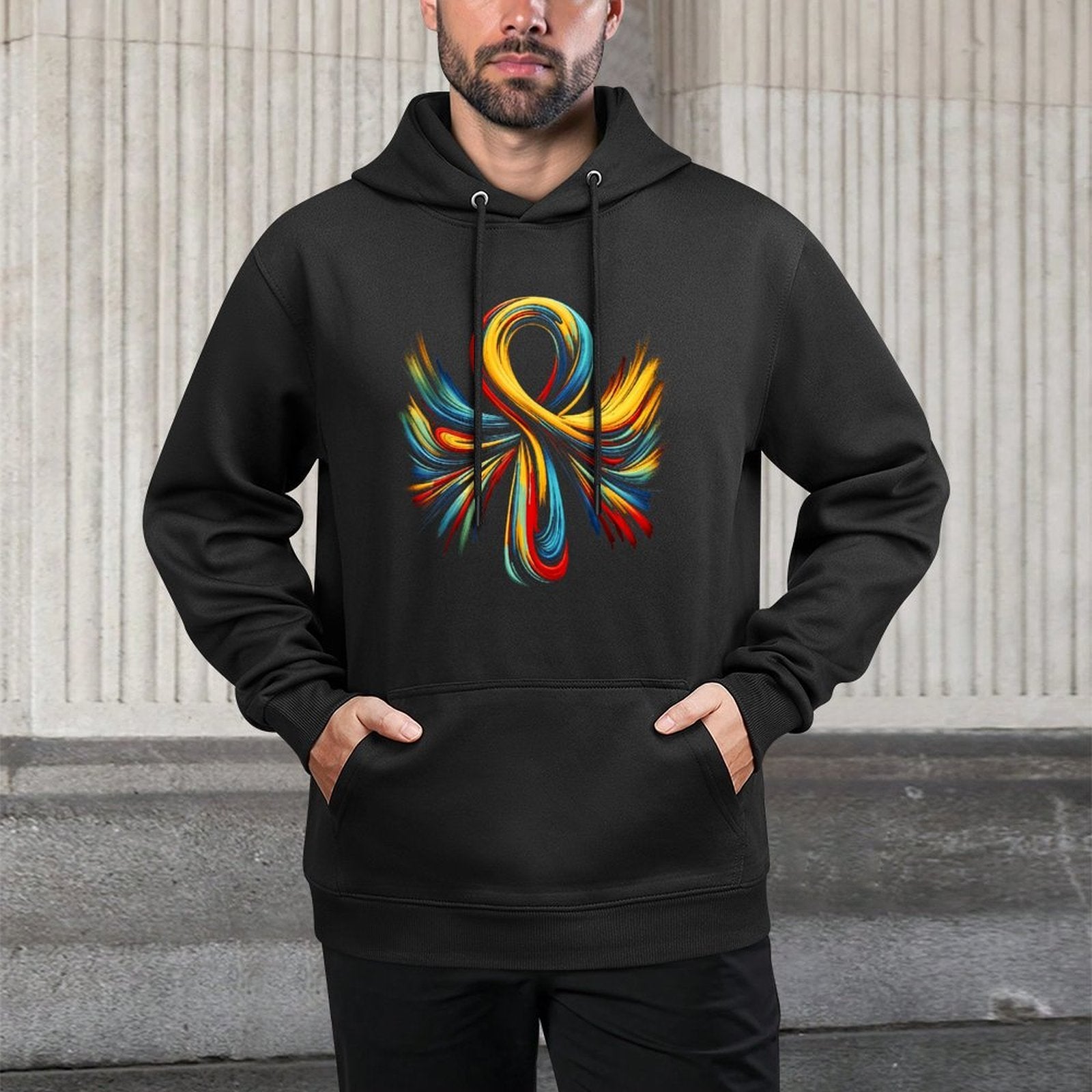 Cool Egypt Ankh Key of Life Symbol In Abstract Art Style Machine Washable Hoodie