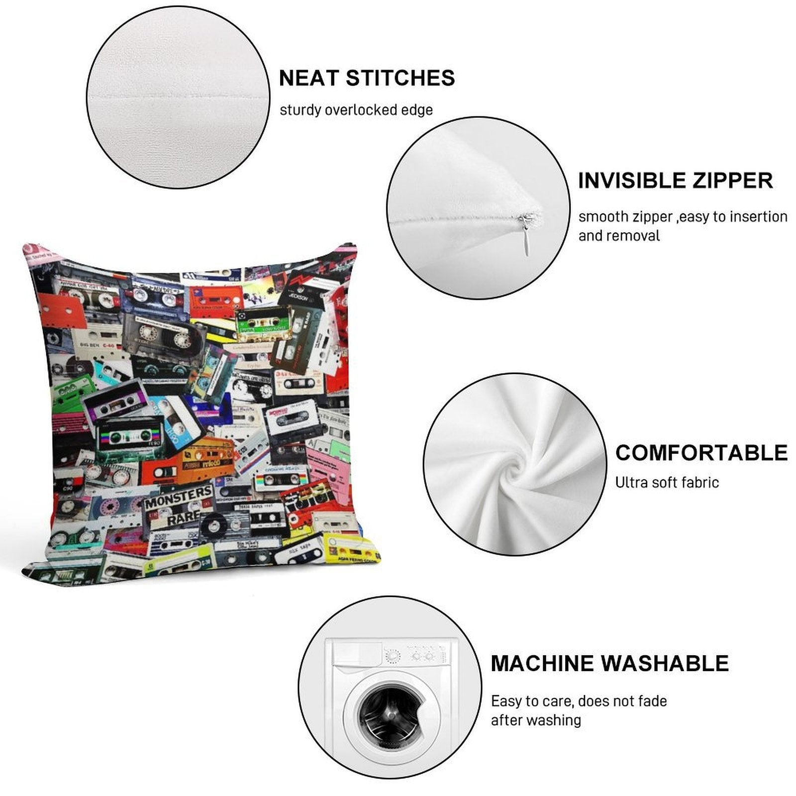 Cassette Tape Soft Ultra-Soft Texture Throw Pillow