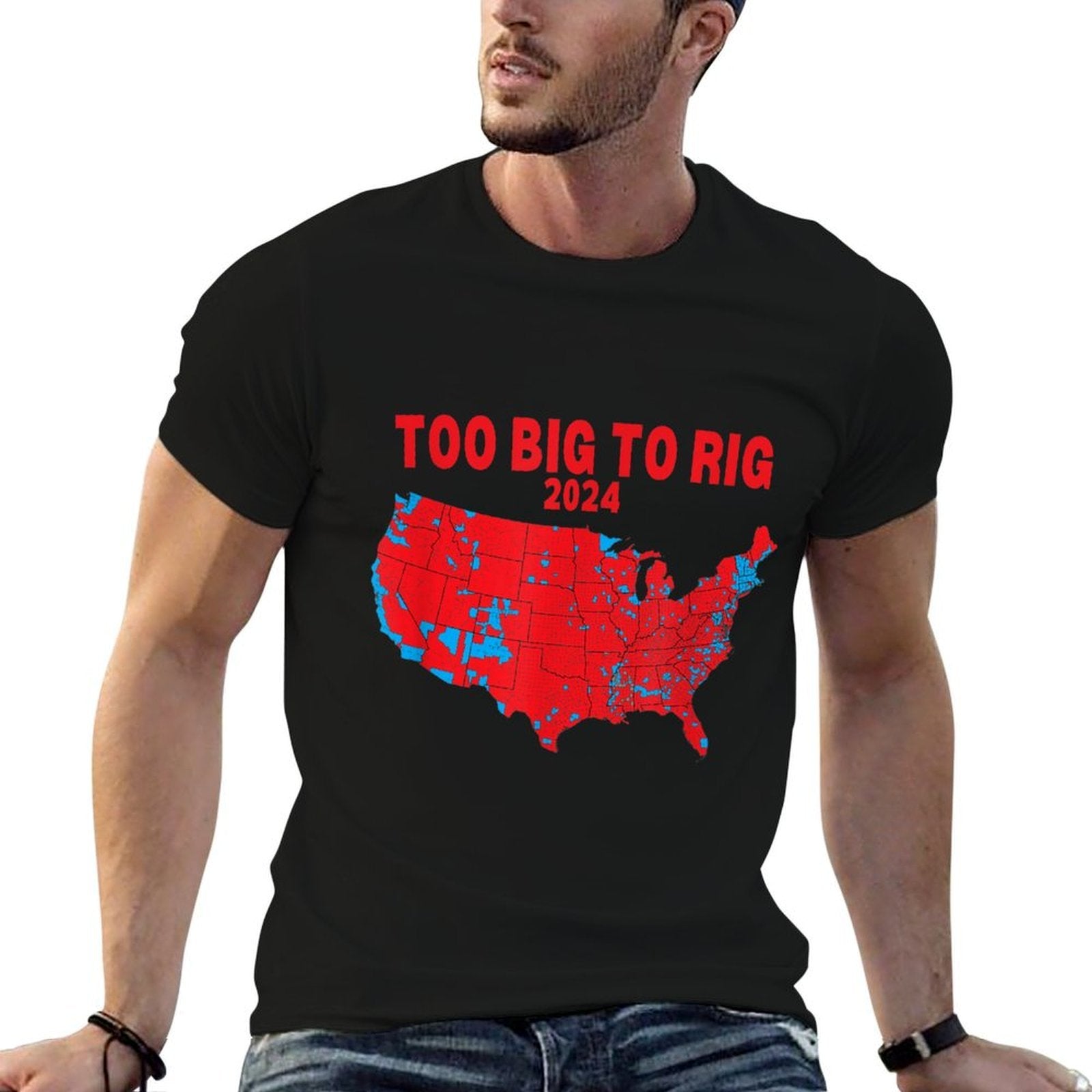 2024 Electoral Map Trump 312 Red Election Map Too Big To Rig  Tagless Design T-Shirt