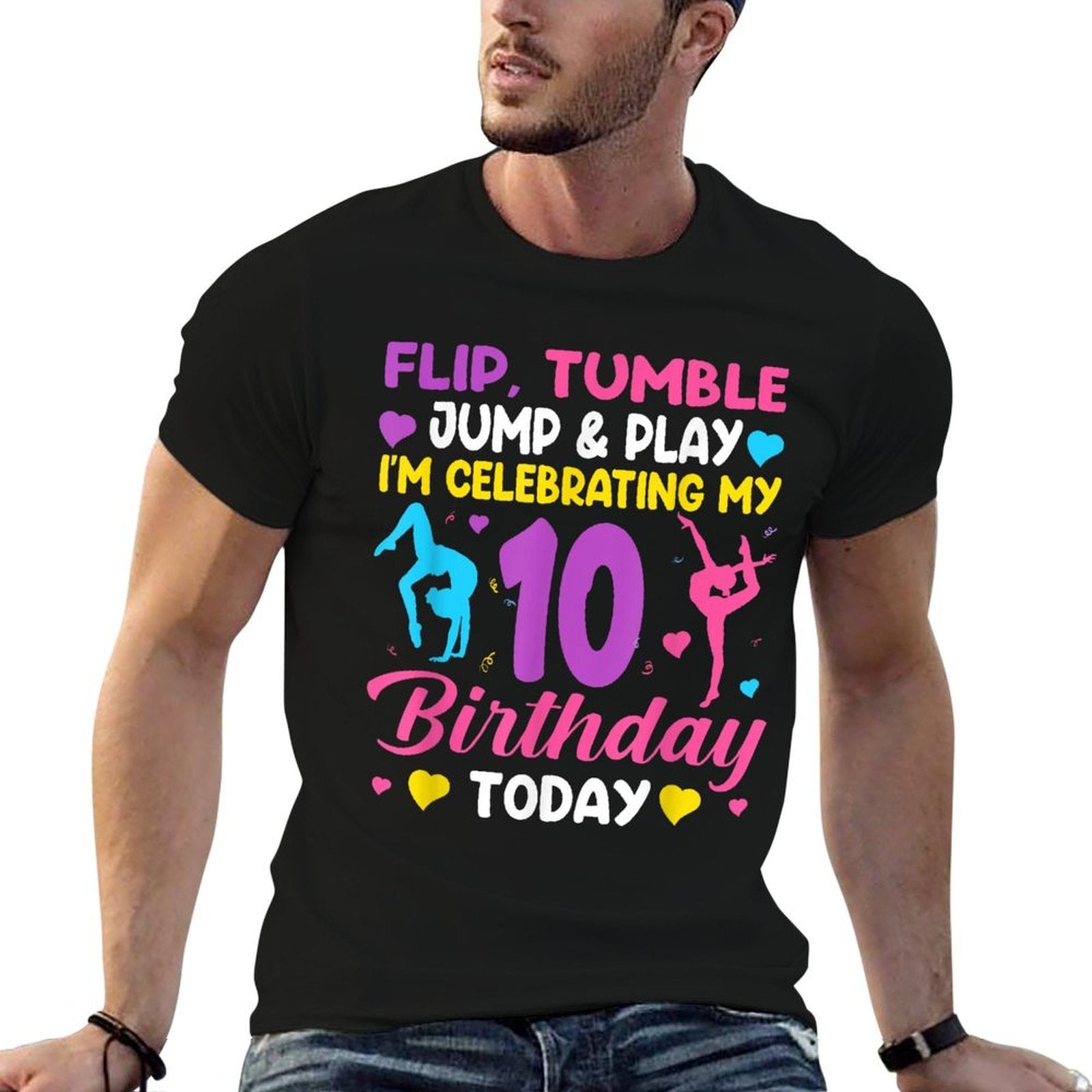 10th Birthday Gymnast Girl 10 Year Old Bday Gymnastics Party  Graphic-printed T-Shirt
