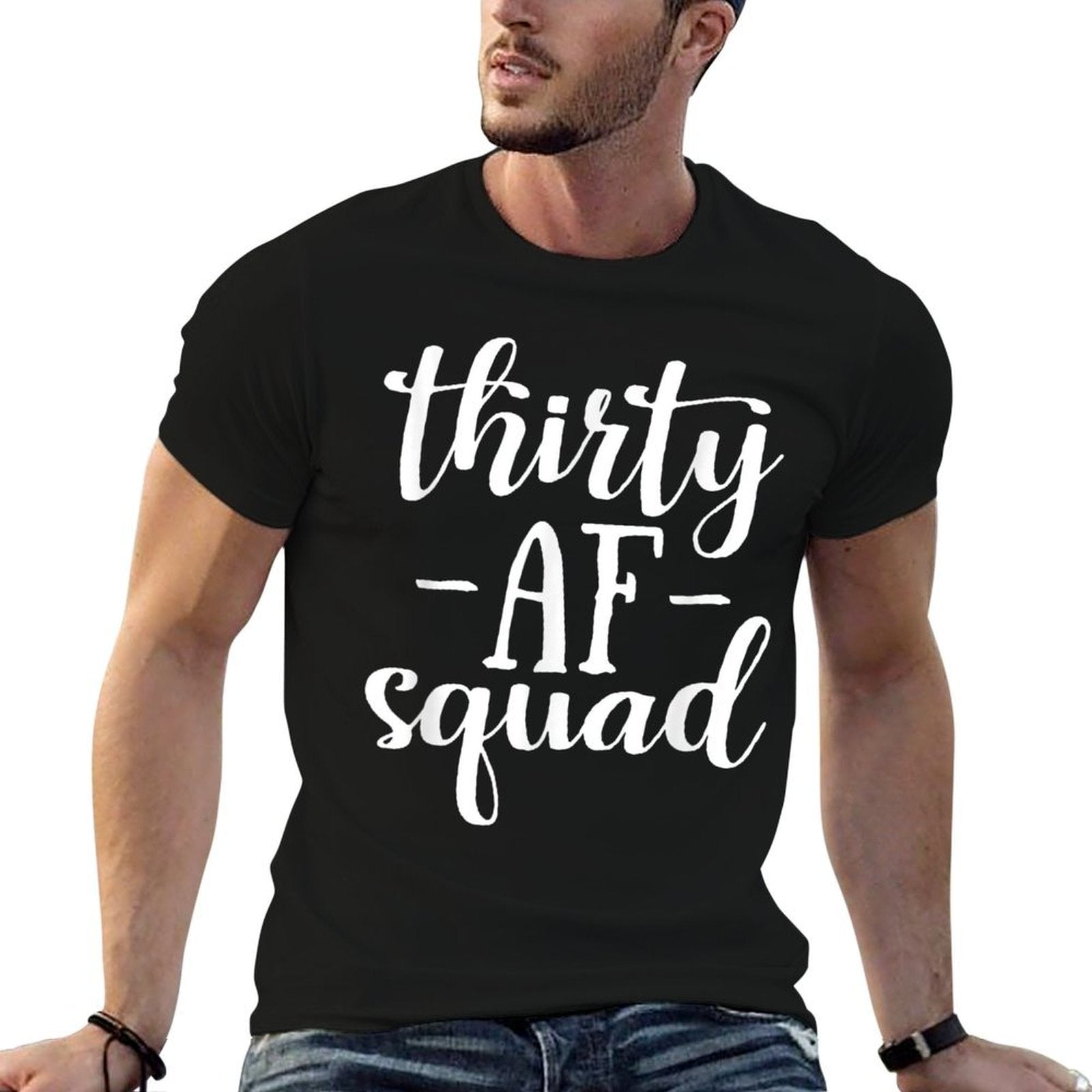 30th Birthday Thirty AF Squad Thirty Squad Gift  Heathered Texture T-Shirt