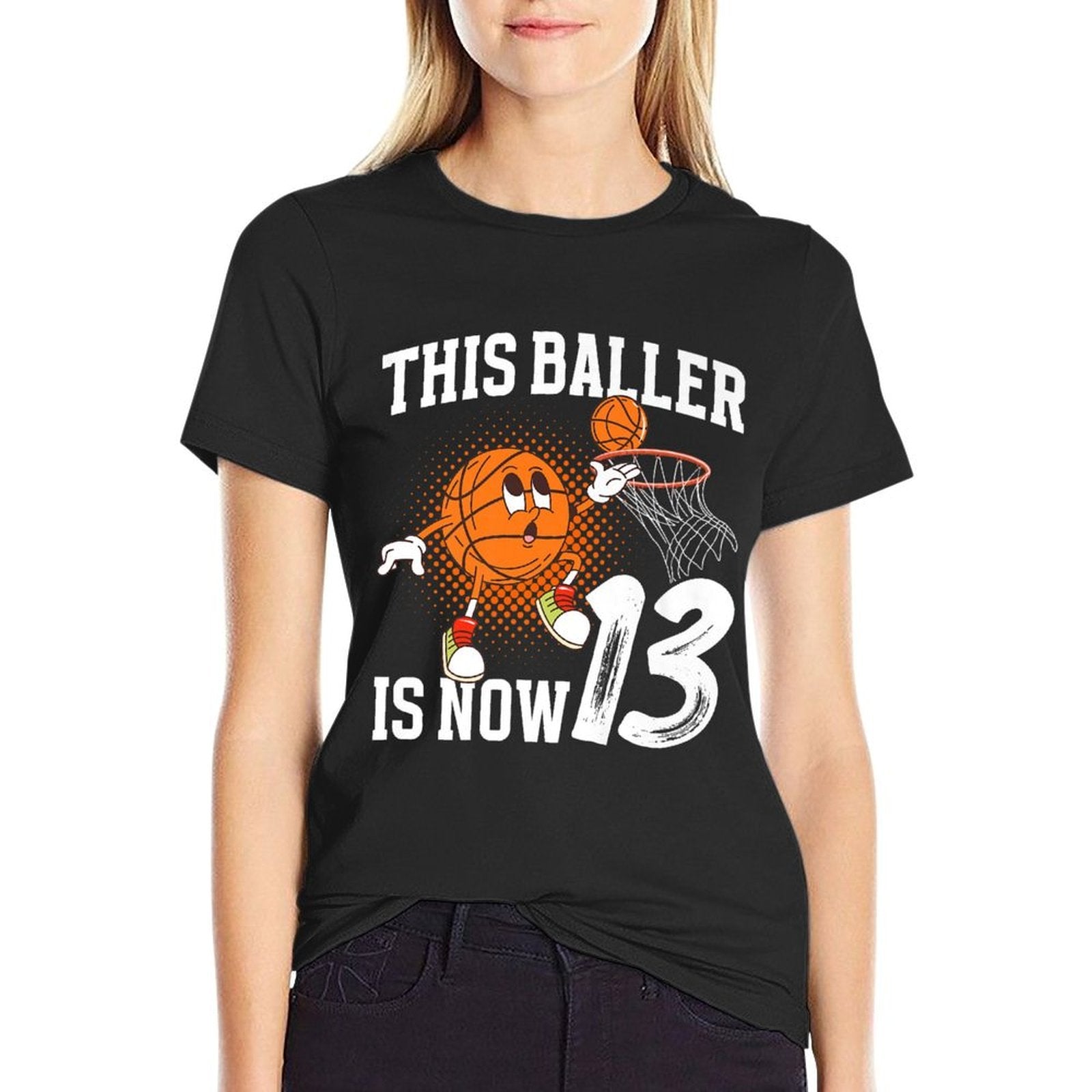 13th Basketball Birthday Thirteen Year Old Basketball Player Premium  Tagless Design T-Shirt