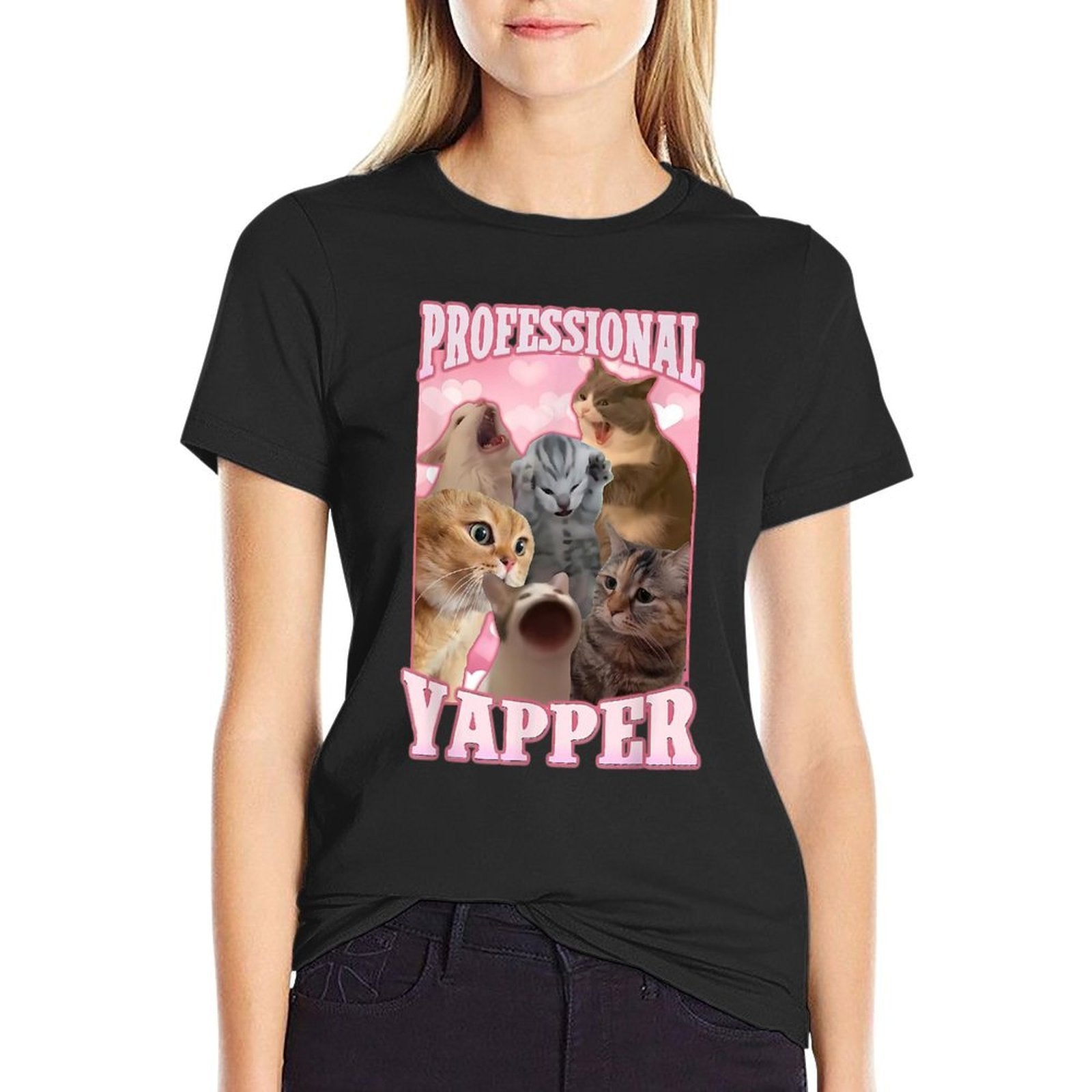 Professional Yapper Funny Cat Meme Goofy Ahh Ironic Cat  Cotton T-Shirt