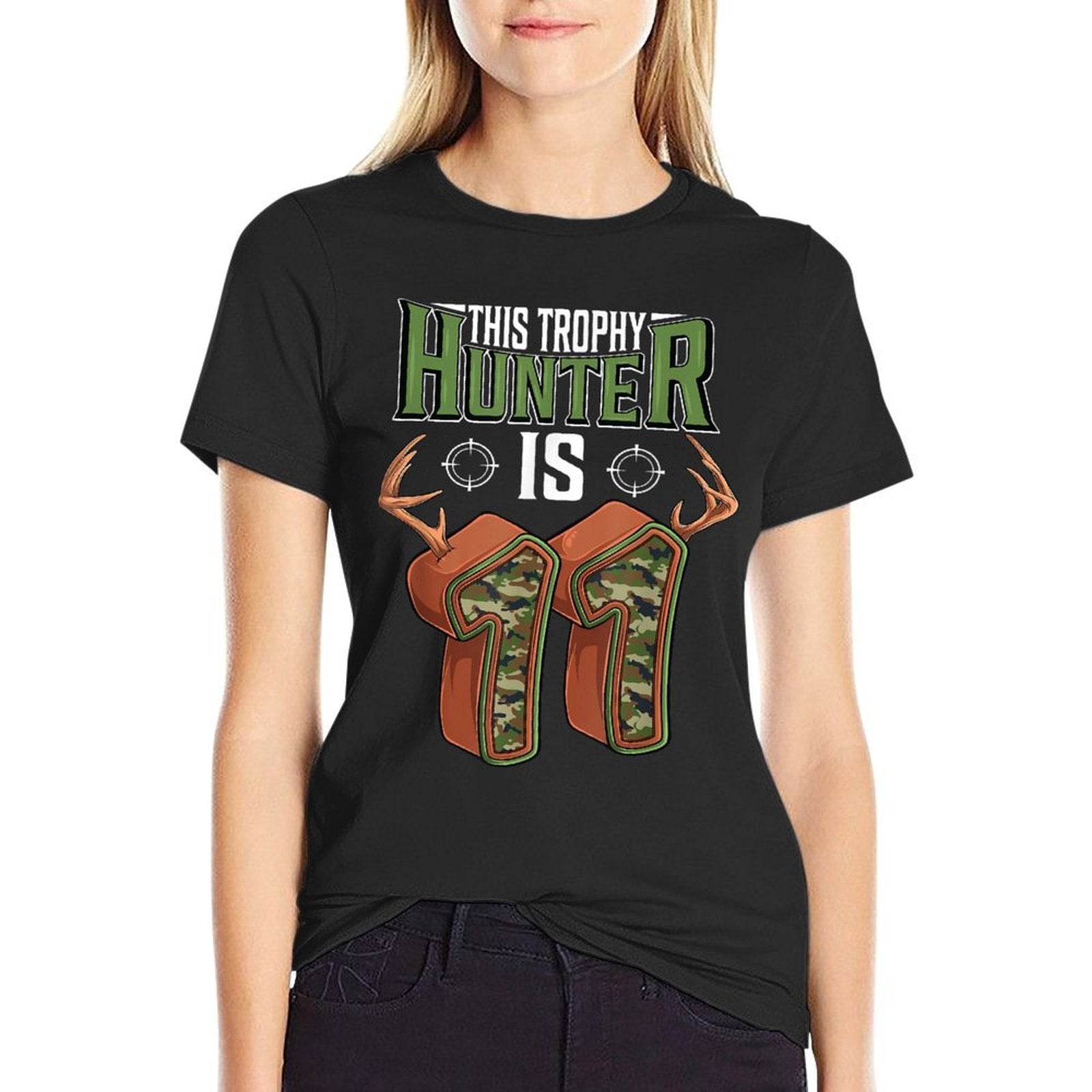 11 Year Old Hunting 11th Birthday Party Deer Hunter  Moisture-wicking T-Shirt