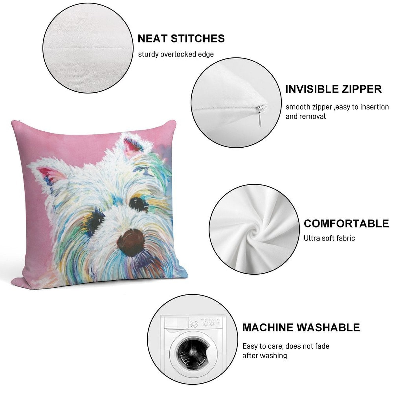West Highland Terrier Love Soft High-Density Material Throw Pillow