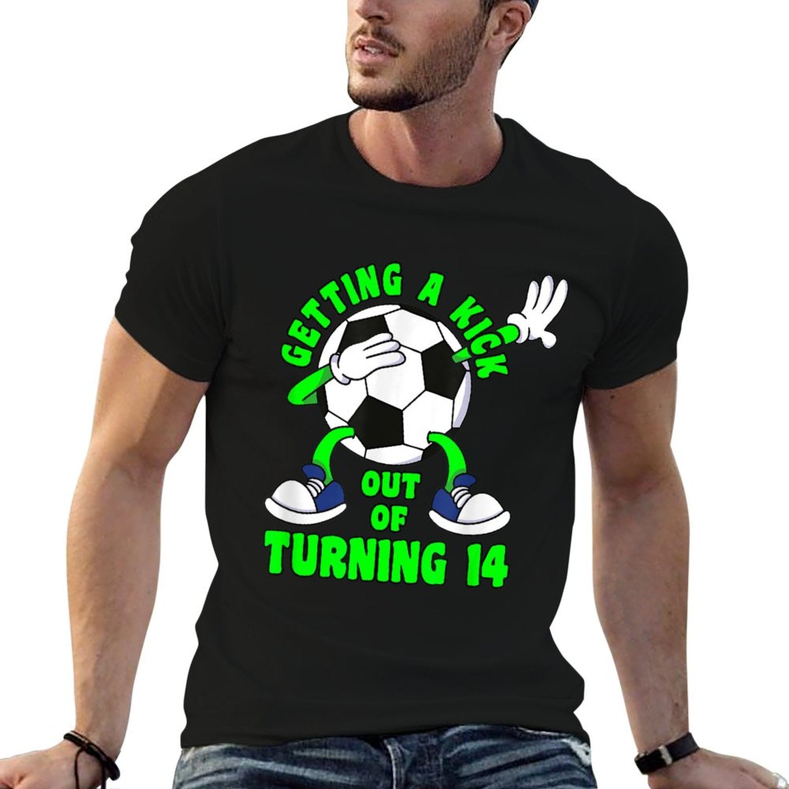 14 Year Old Happy 14th Birthday Soccer 14th Birthday  Cotton T-Shirt