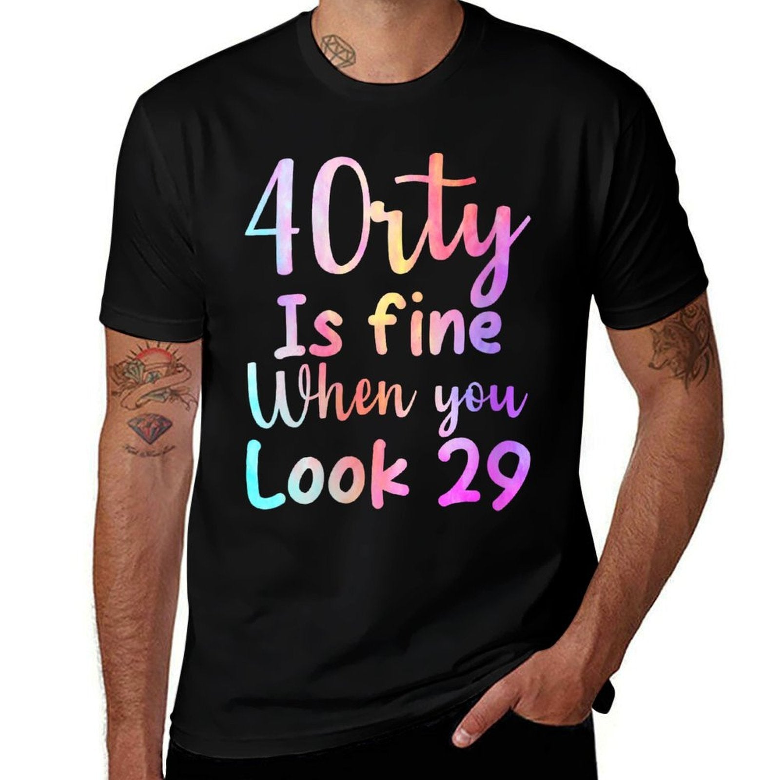 40 Is Fine When You Look 29 Funny 40th Birthday Tie Dye  Graphic-printed T-Shirt