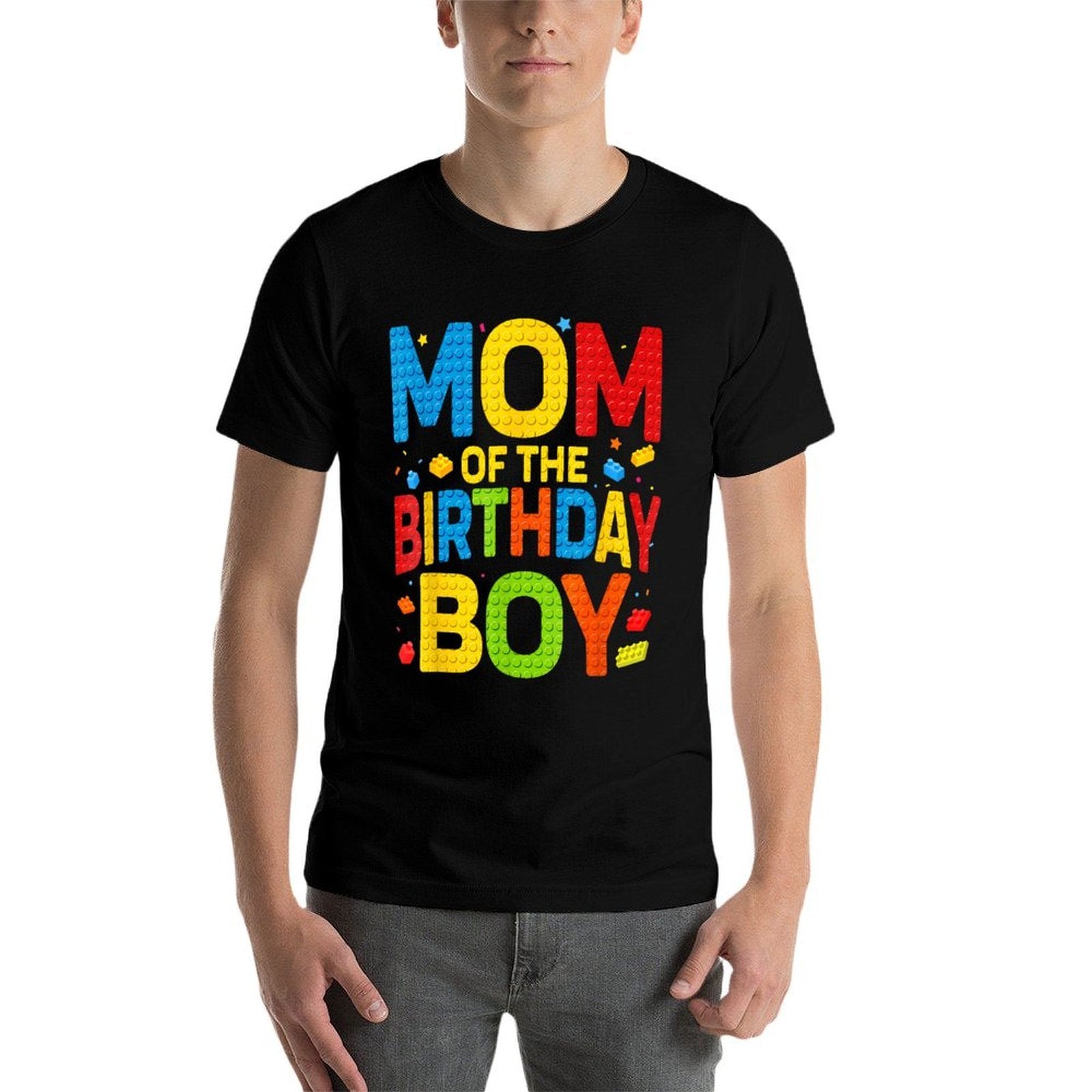 Birthday Party Mom Of The Birthday Boy Building Block  Easy-care T-Shirt