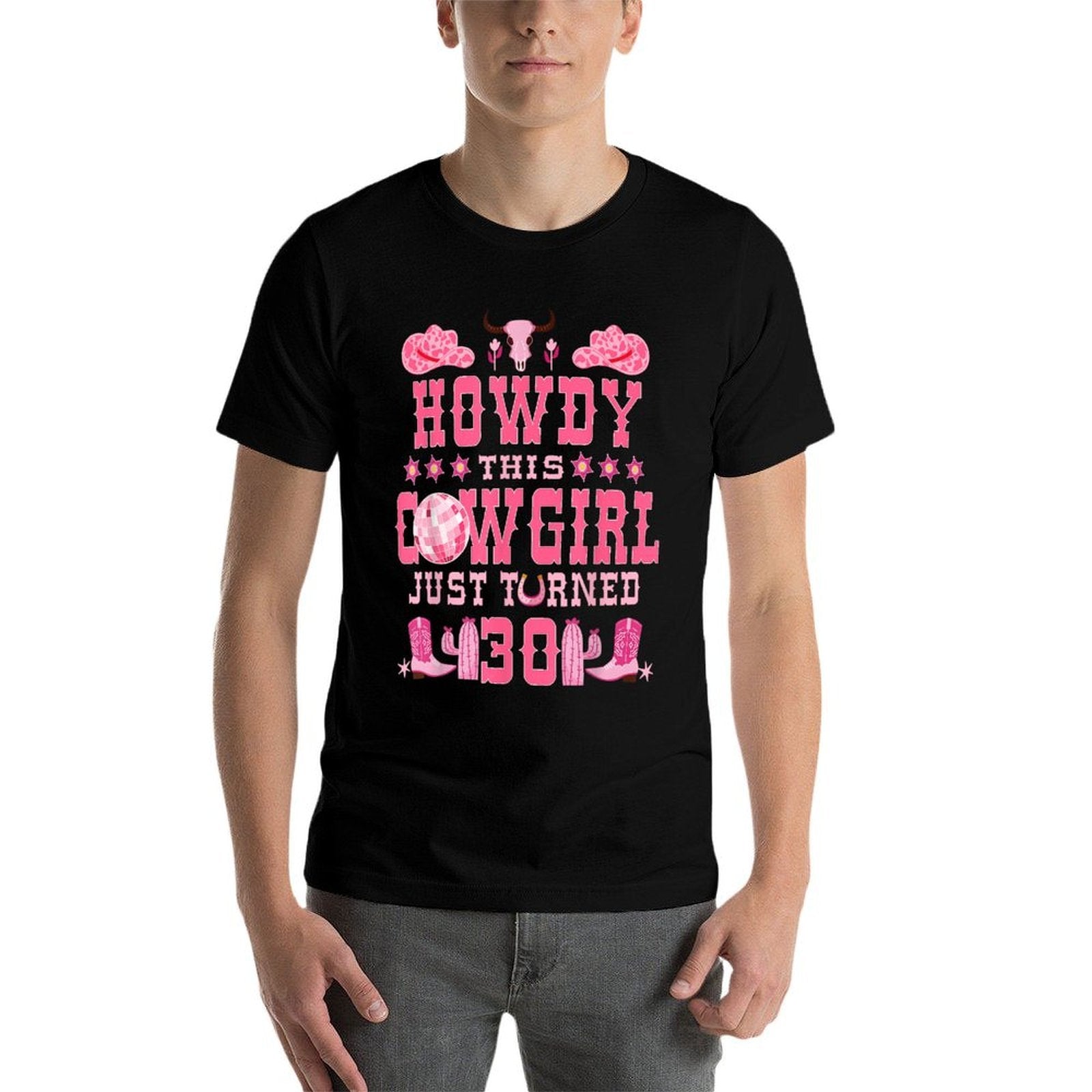 30yr Birthday Cowgirl Western 30Years Old Girl 30th Birthday  Rolled Sleeves T-Shirt