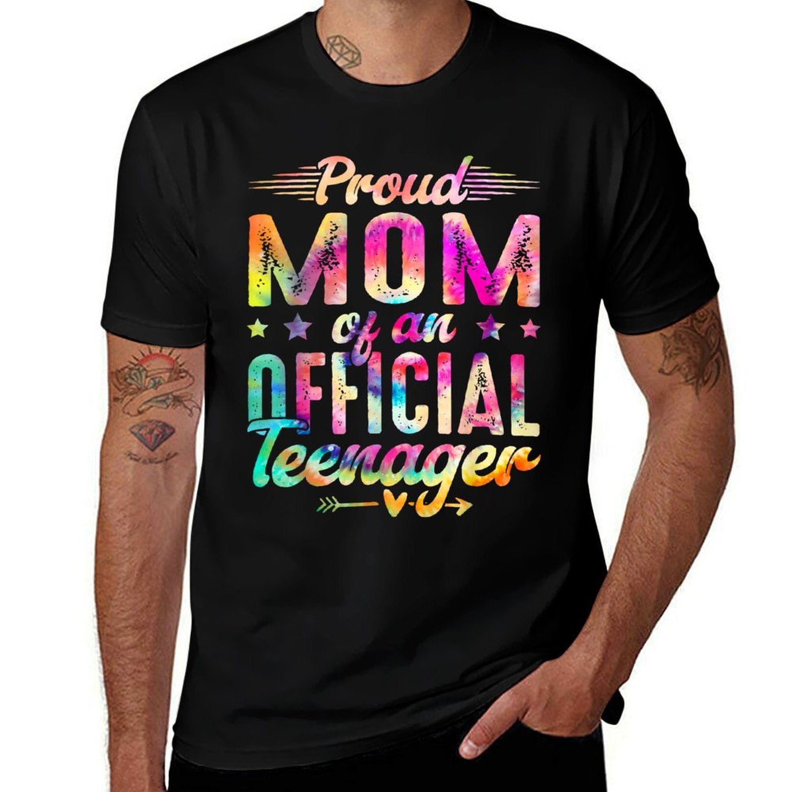 13 Years Old Proud Mom Officialnager 13th Birthday  Ribbed Collar T-Shirt