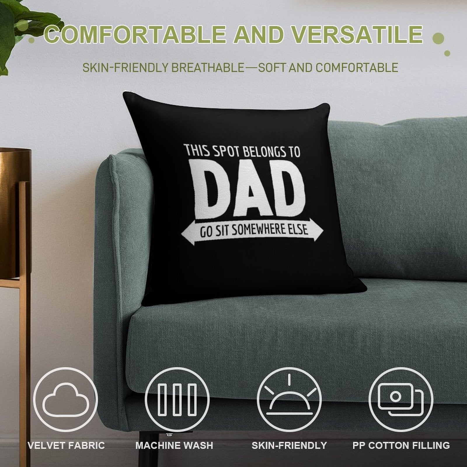 This Spot Belongs to Dad Reserved For Dad Fathers Day Soft Multiple Sizes Throw Pillow