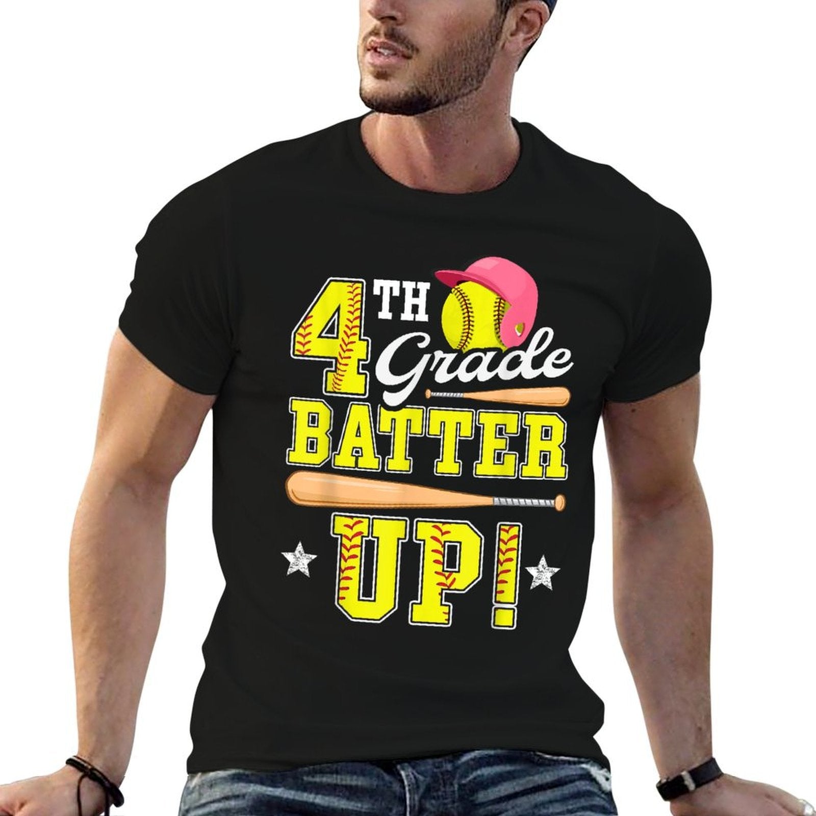 4th Grade Batter Up Softball Fourth Grade Back To School  Classic T-Shirt