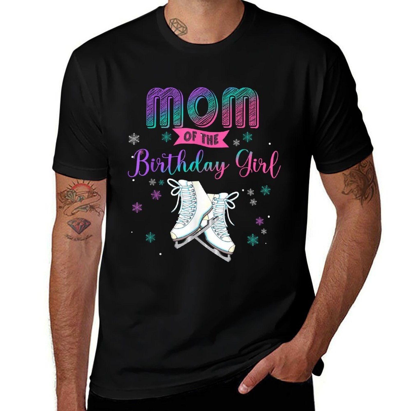 Ice Skating Mom Of The Birthday Girl Family Matching  Oversized Silhouette T-Shirt