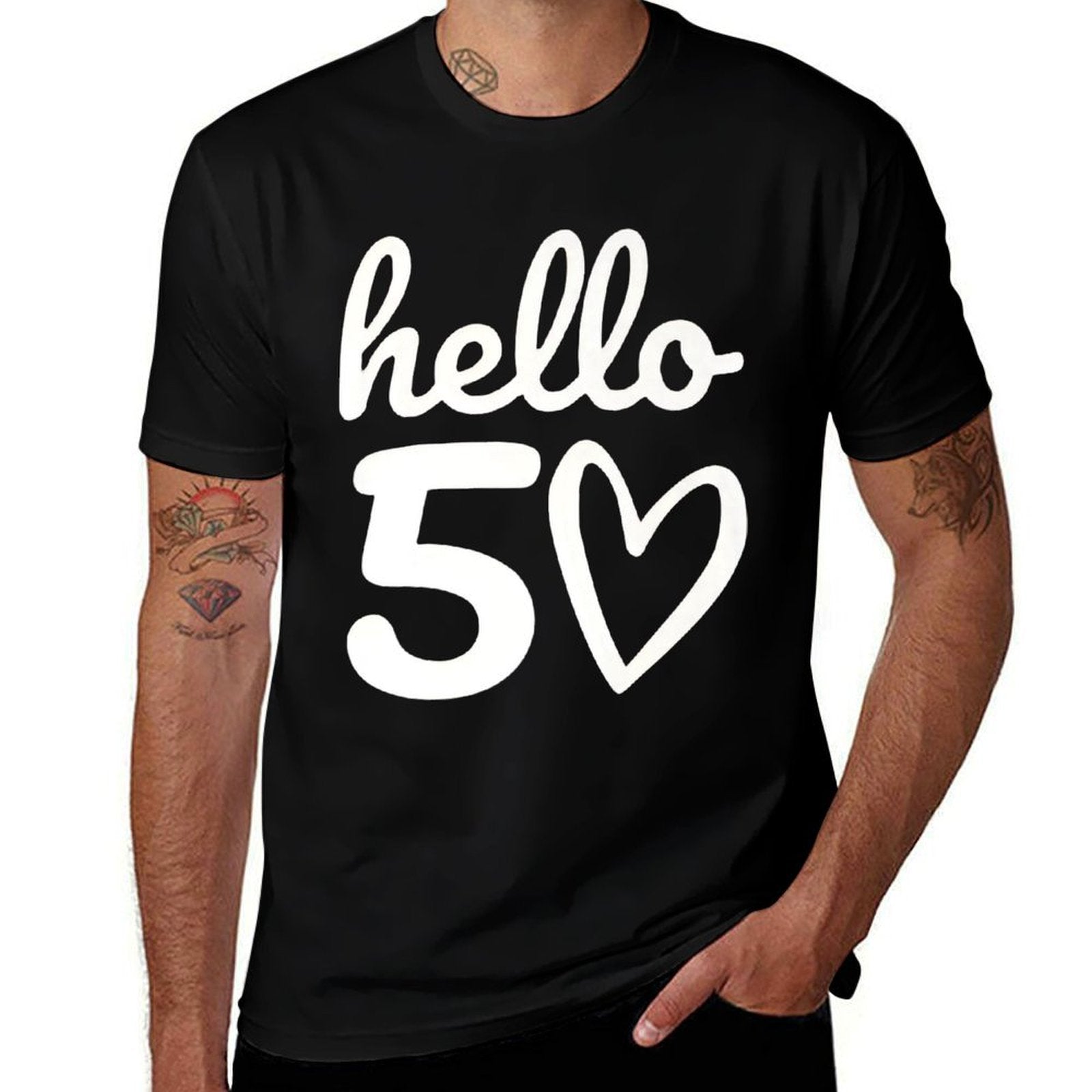 50 Year Birthday Hello 50 Years 50th Birthday Premium  Polyester Blend T-Shirt