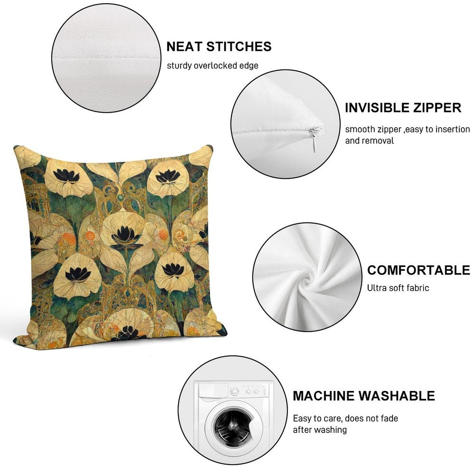 The Golden Era Soft High-Density Material Throw Pillow