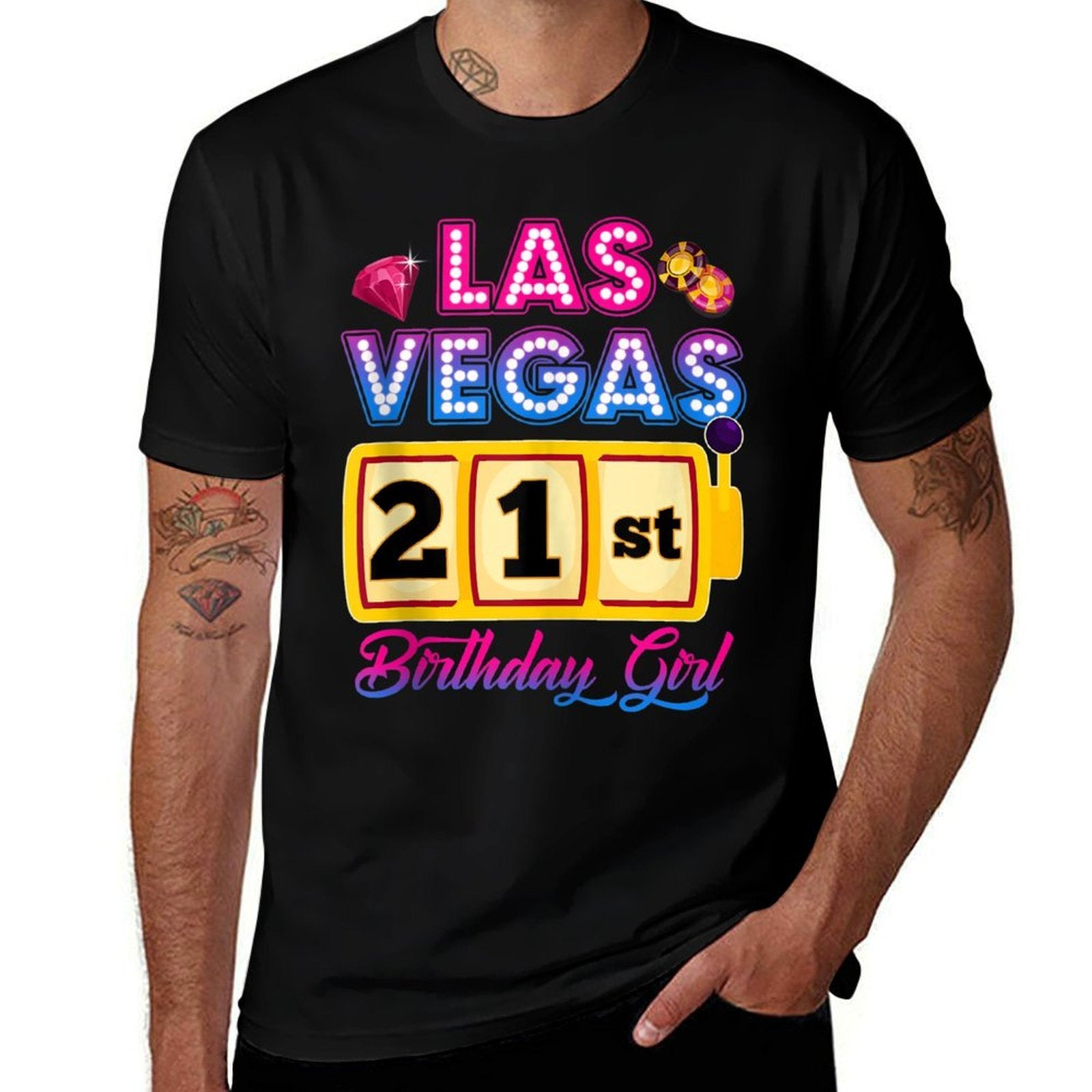 21 Years Old Vegas Girls Trip Vegas 21st Birthday Girls  Tagless Design T-Shirt