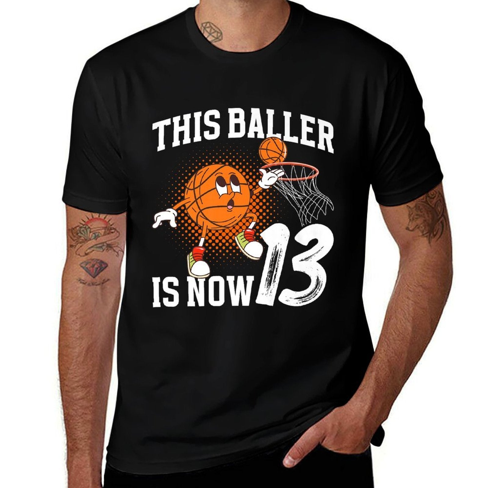 13th Basketball Birthday Thirteen Year Old Basketball Player Premium  Tagless Design T-Shirt
