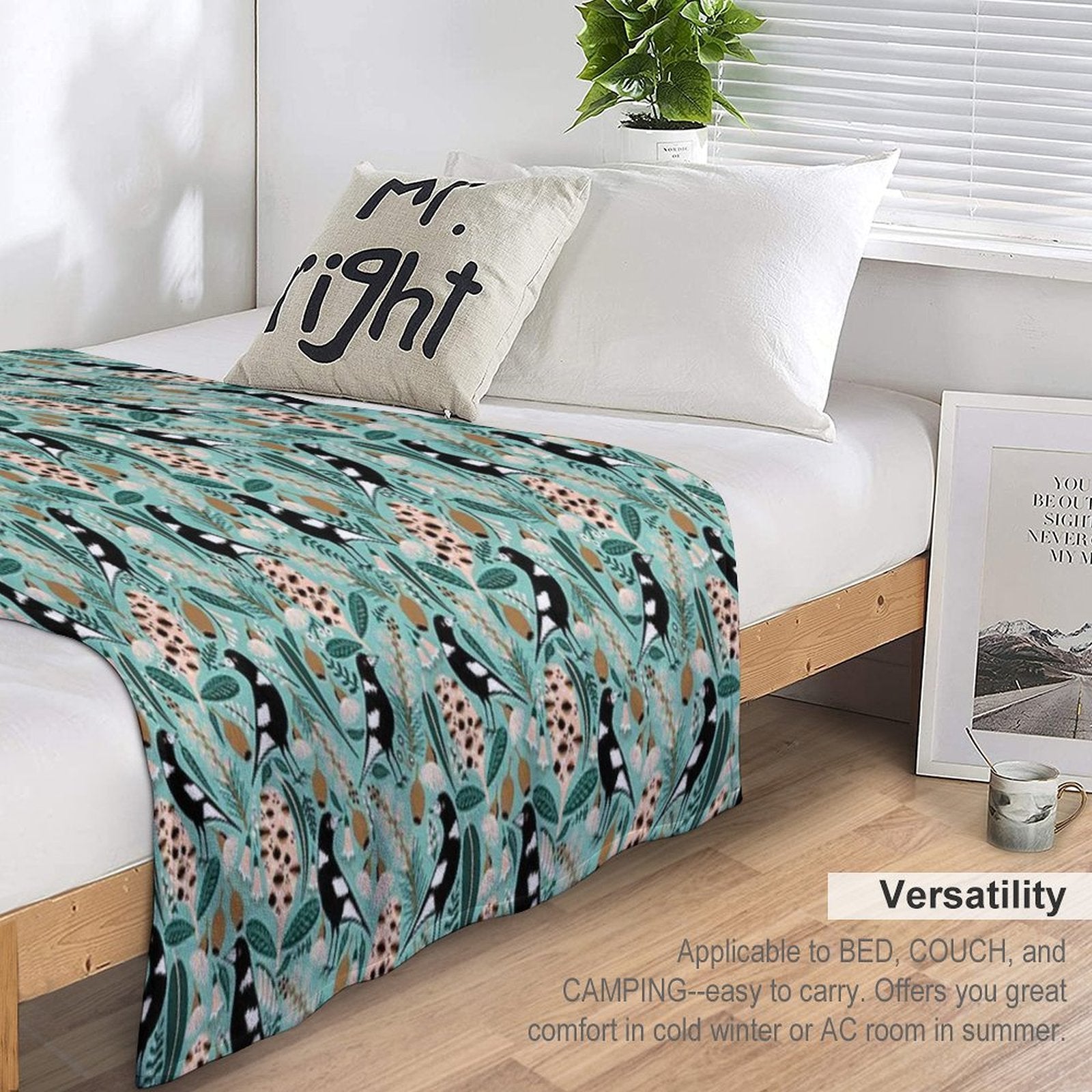 Australian Bush Magpies Wrinkle-free Throw Blanket