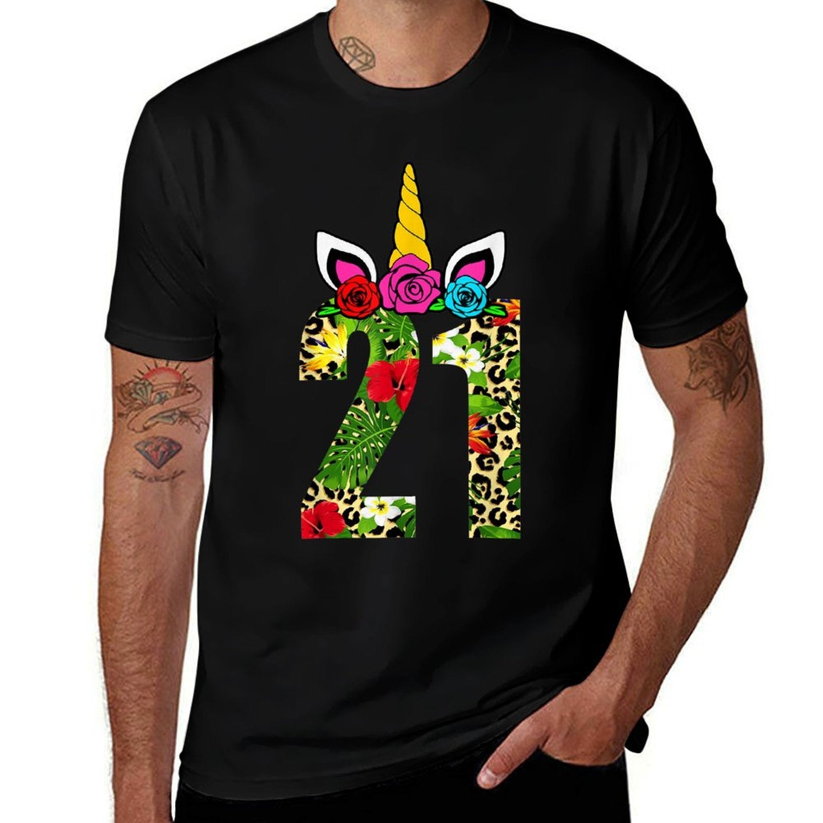 21 Years Old Birthday Girl Floral Unicorn 21st Birthday Kids  Soft T-Shirt