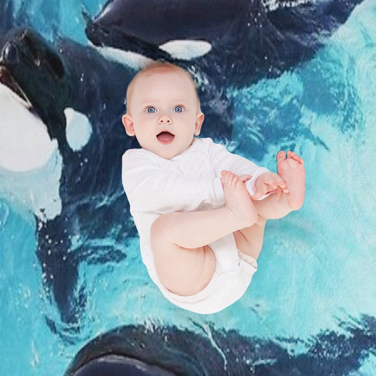 Whale in Blue Ocean Versatility Throw Blanket