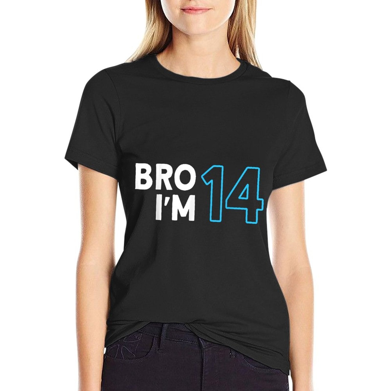 14th Birthday, Boys 14th Birthday 14 Years Old, Bro I'm 14  Oversized Silhouette T-Shirt