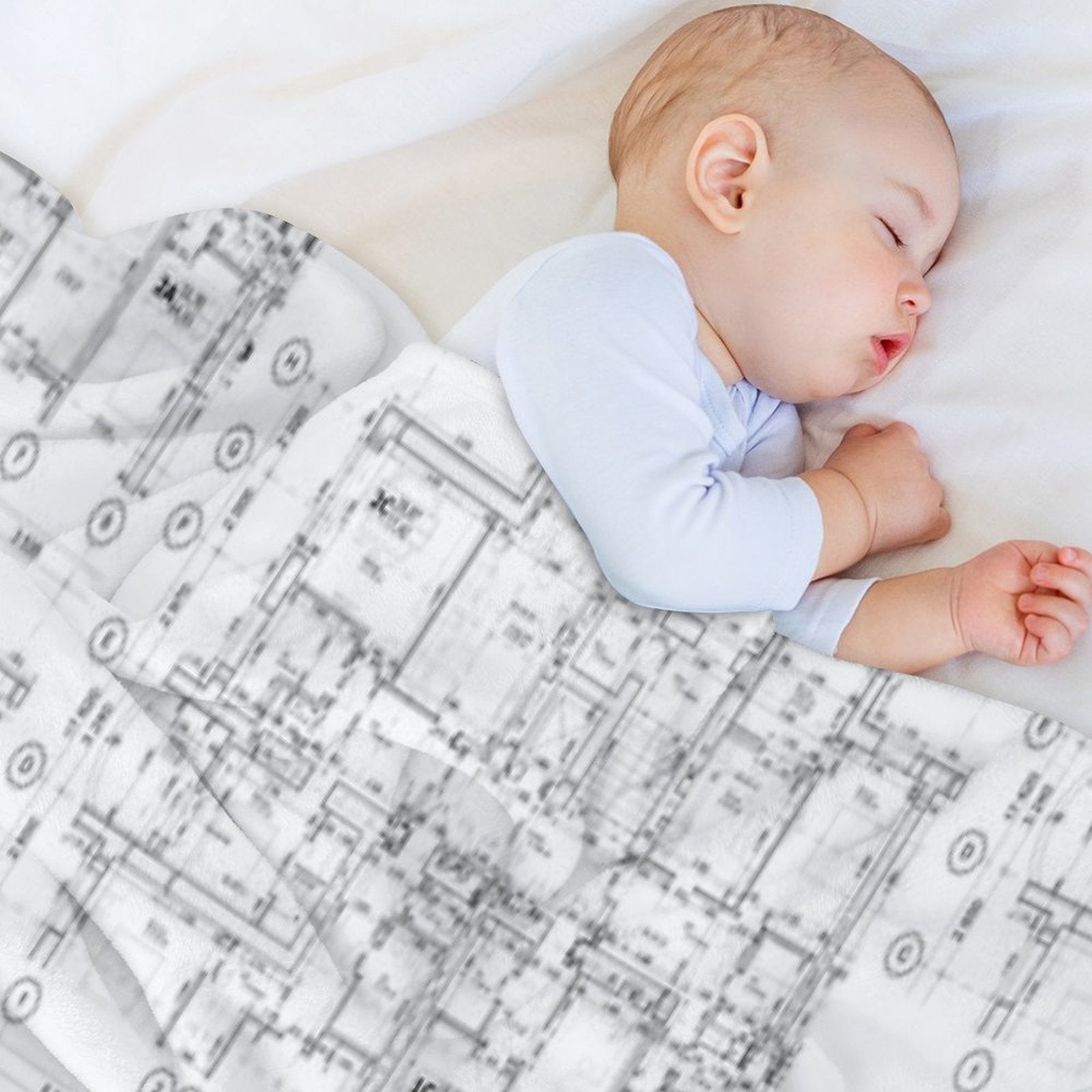 Detailed Architectural Floor Plan, Apartment Layout, Blueprint. Lightweight Throw Blanket