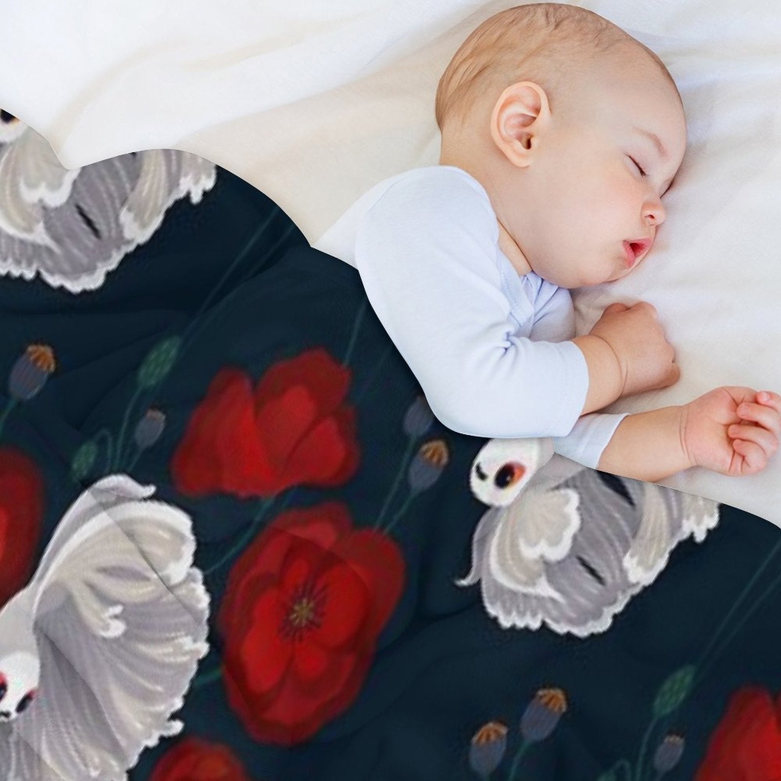 Bettas And Poppies Easy Care Throw Blanket