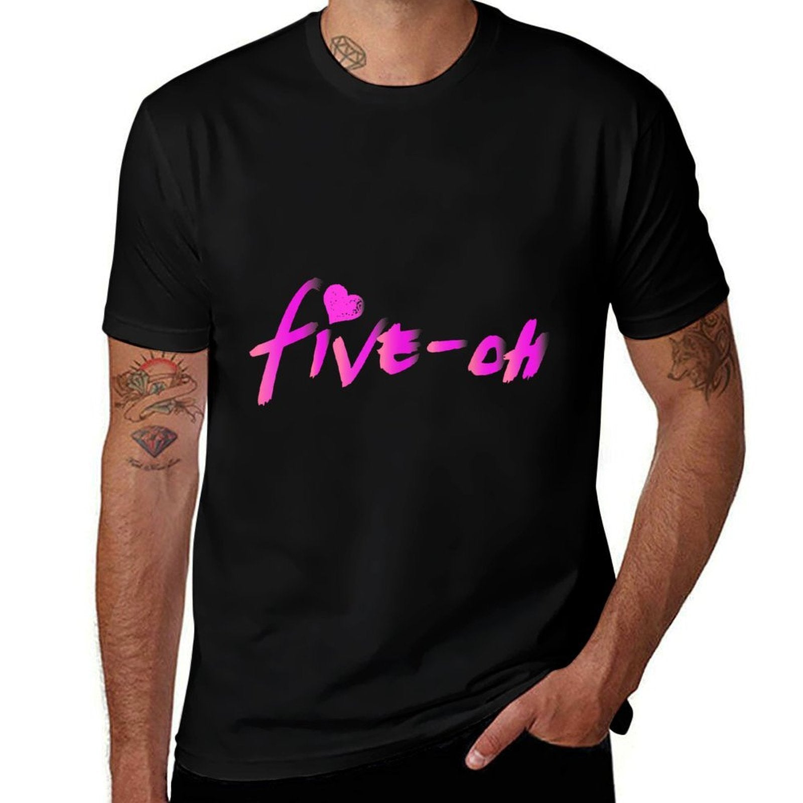50th Birthday Girly Pink Heart Big Five Oh Fifty 50  Lightweight T-Shirt