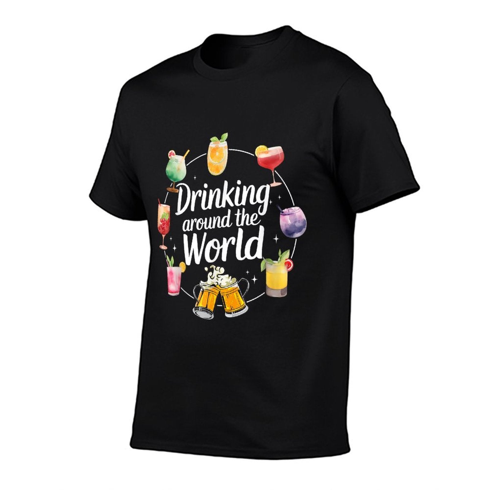 Drinking Around The World Funny Travel Cocktail  Trendy Pattern T-Shirt