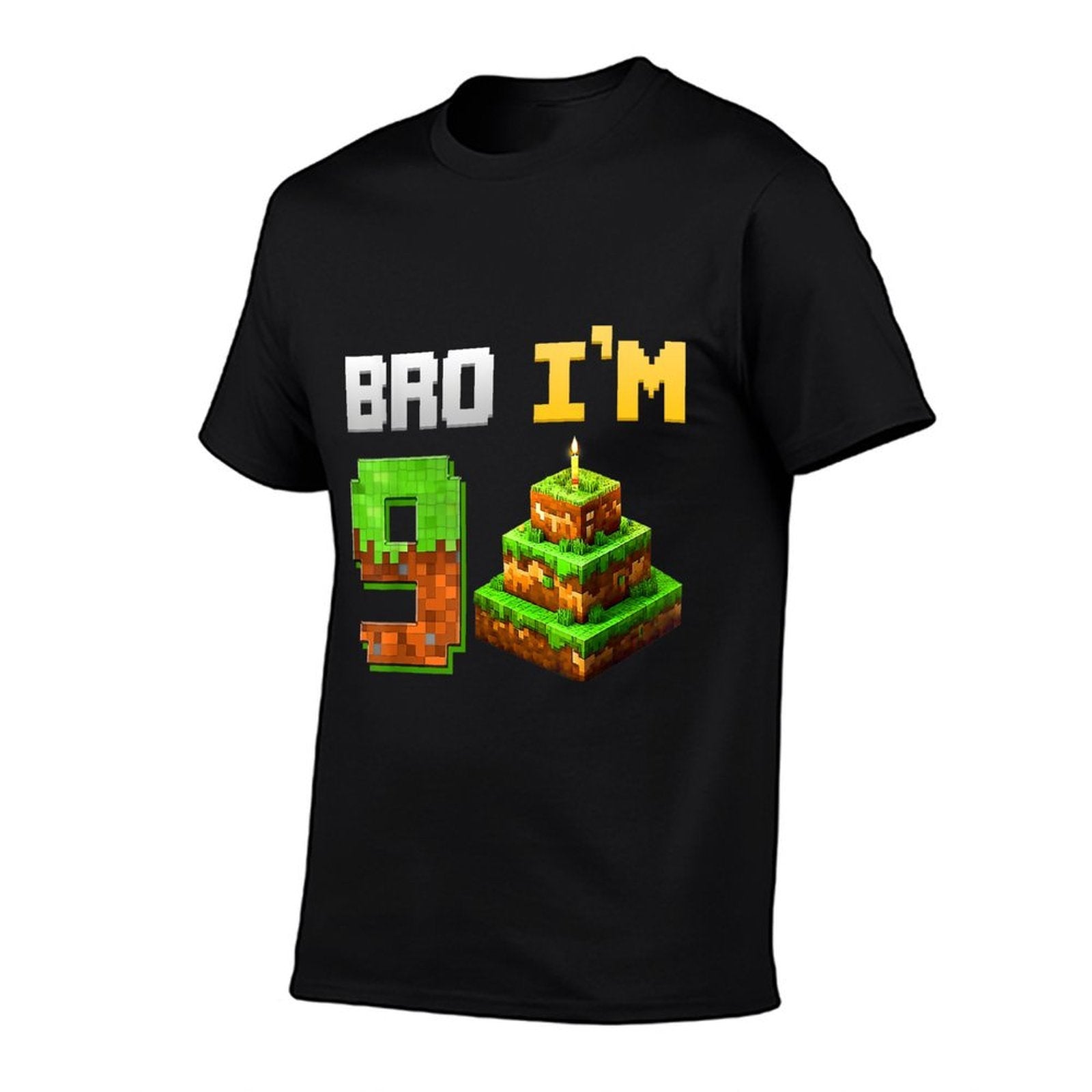 Kids Boy It's My 9th Birthday Bro Game Pixel 9 Year Old  Oversized Silhouette T-Shirt