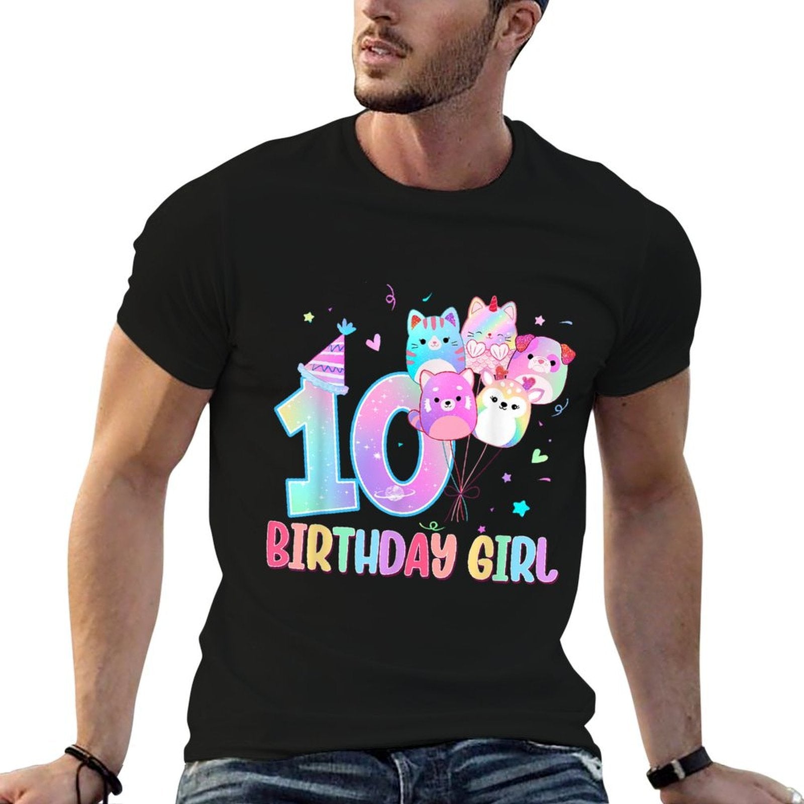 Birthday Girl 10th Birthday Squish Squad Mallow Girls  Lightweight T-Shirt