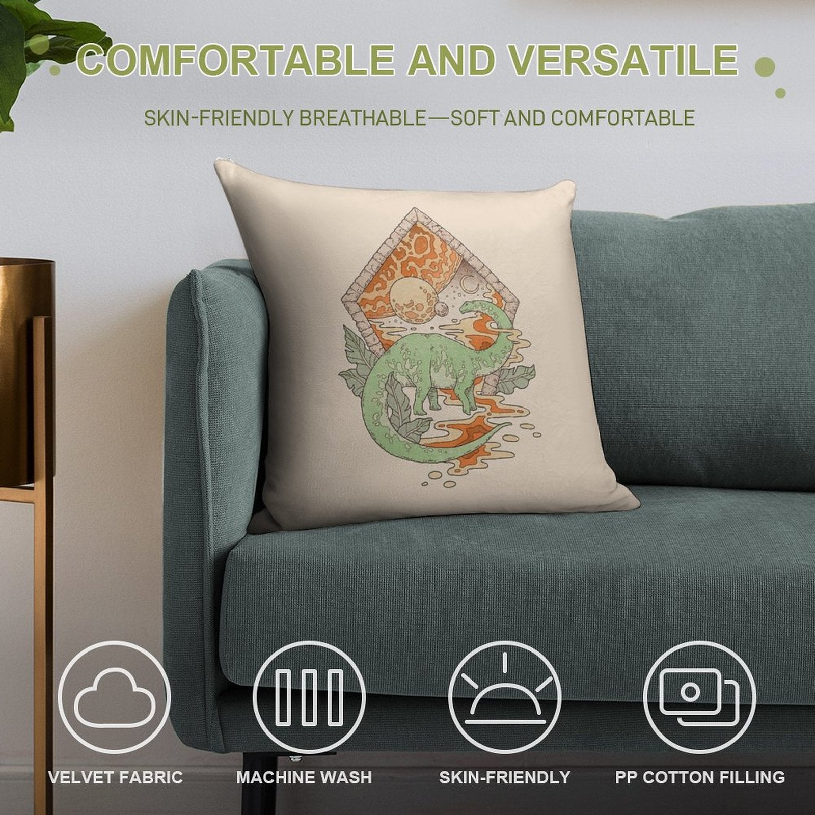 Aeon Archway Apatosaurus  Dinosaur Sci-Fi Space Art Soft Warmth Comfort Throw Pillow
