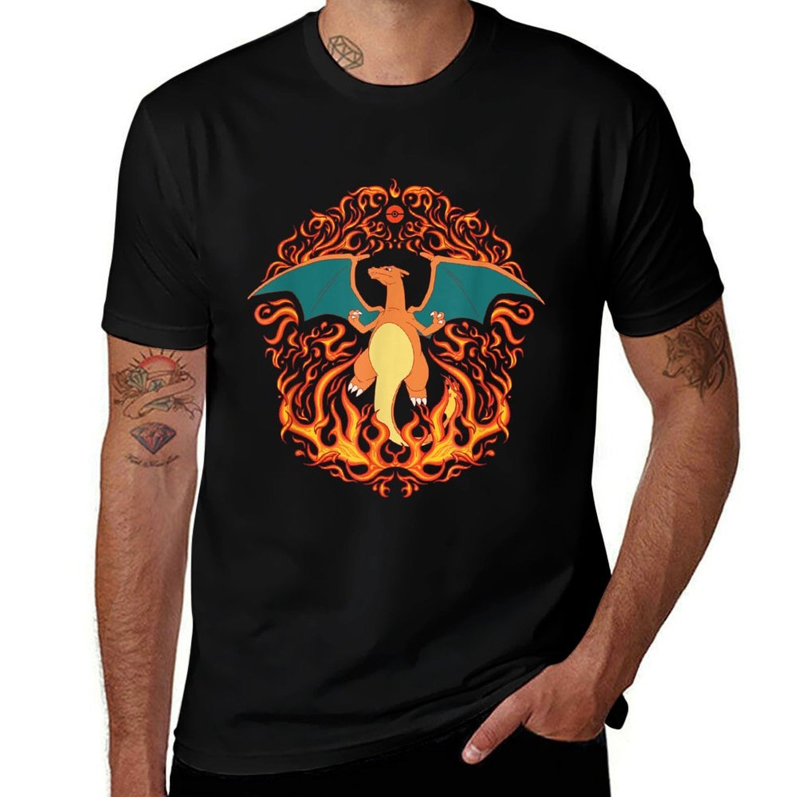 Pokémon - Charizard Fire Type Flames Generation 1 Wrinkle-resistant T-Shirt