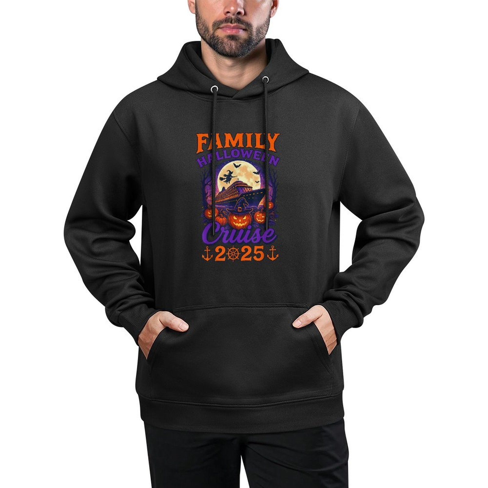 Family Halloween Cruise 2025 Matching Family Cruising Crew Medium-Weight Fabric Hoodie