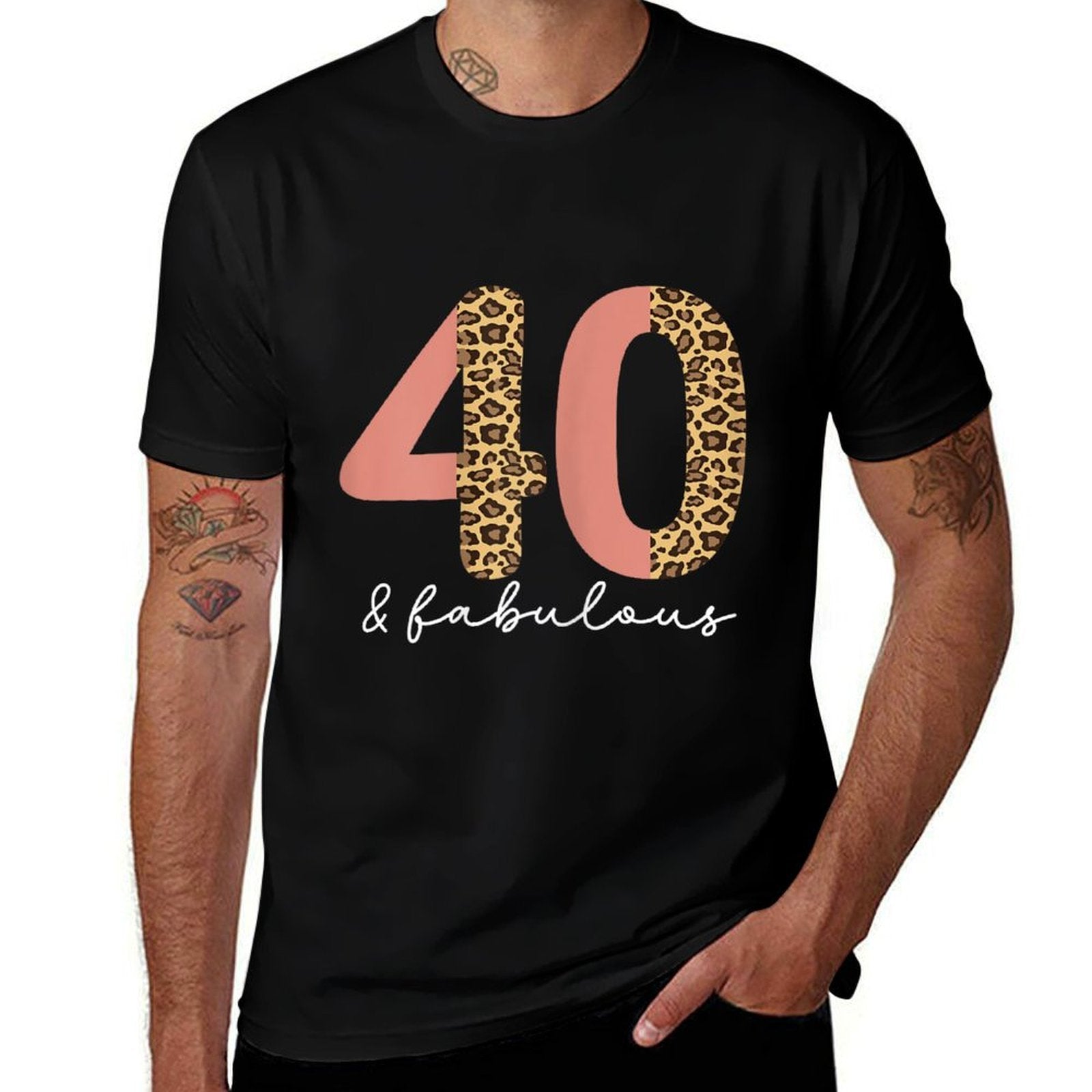 40 Years And Fabulouse 40th Birthday Leopard  Graphic-printed T-Shirt
