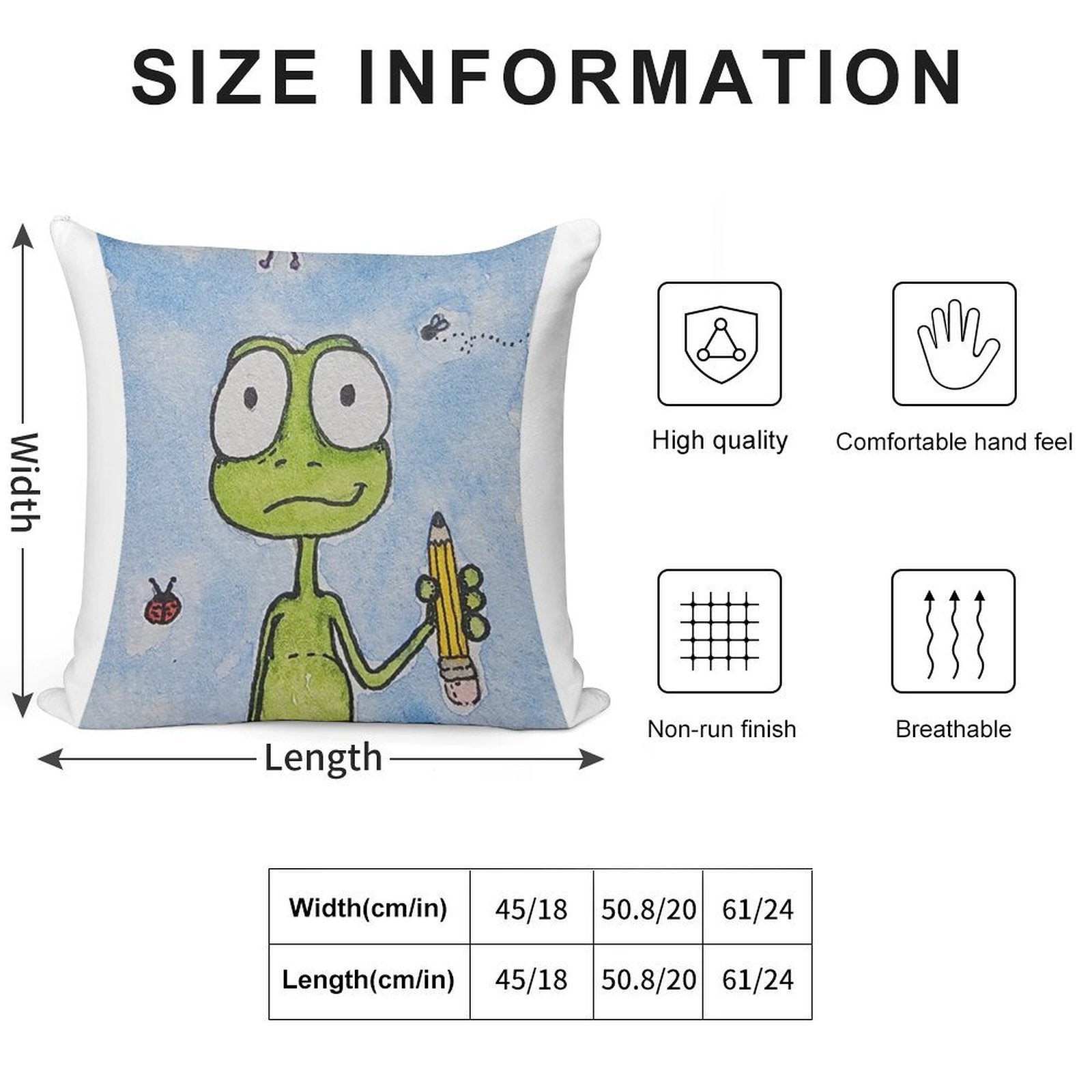 Puddles The Frog Ready for School Soft Reinforced Edging Throw Pillow