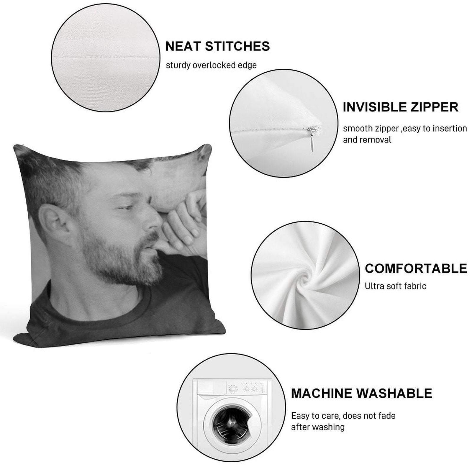 Ricky Martin Soft Decorative Cover Throw Pillow