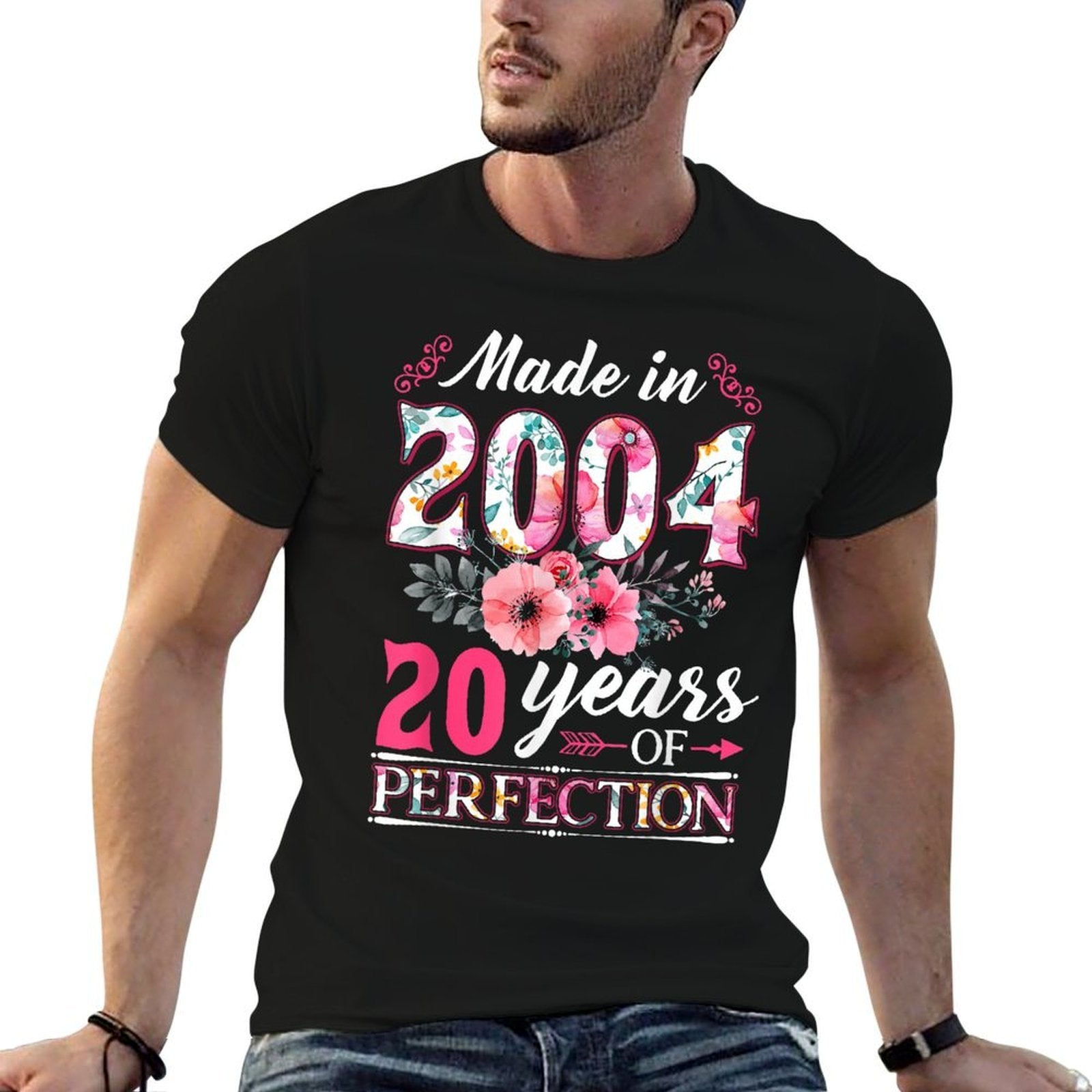 20 Year Old Made In 2004 Floral Flower 20th Birthday Womens  Odor-resistant T-Shirt